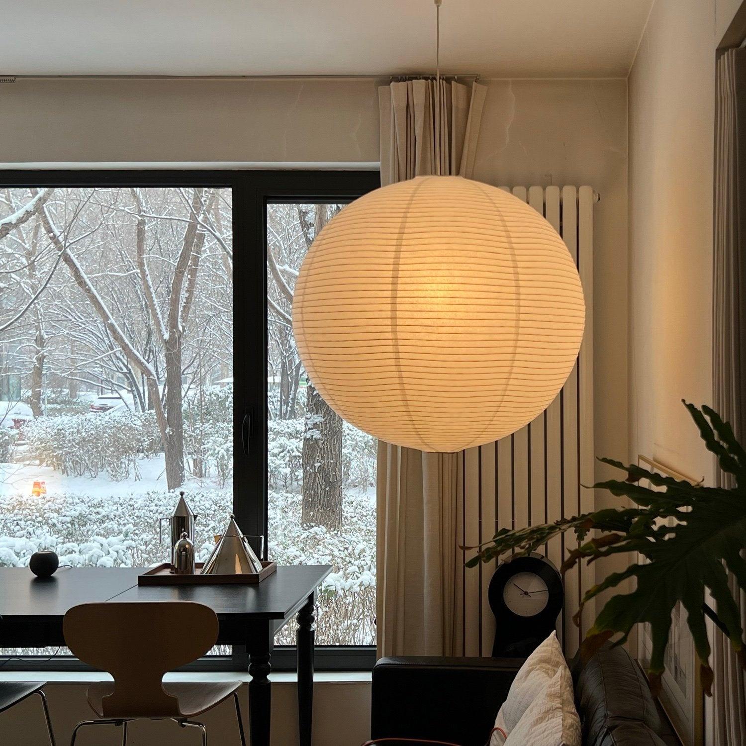 Pendant Lamp Mulberry Paper 15.7 in Adjustable Indoor Ceiling Lighting Modern Dining Room Kitchen Island Hanging Light | Thomler