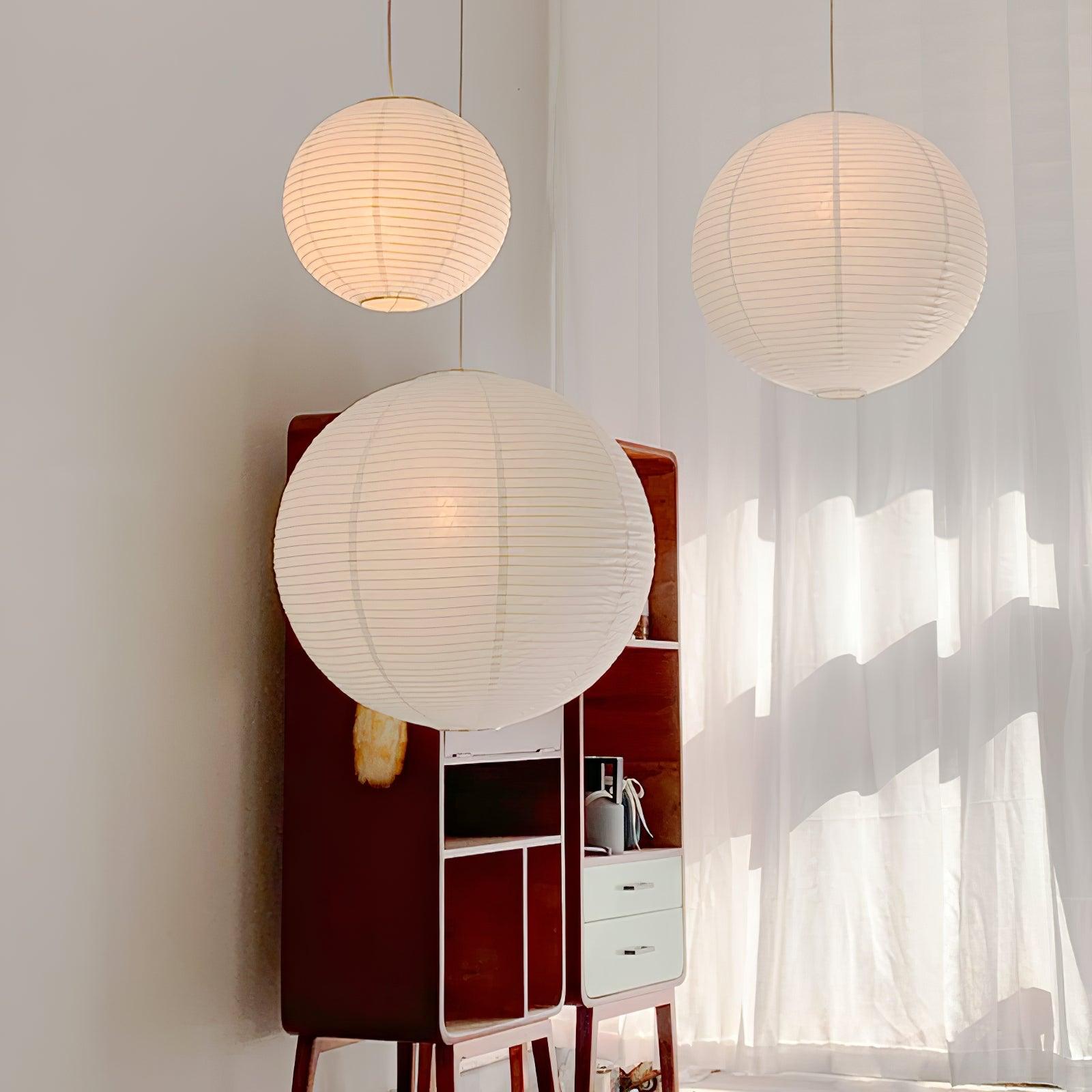 Pendant Lamp Mulberry Paper 15.7 in Adjustable Indoor Ceiling Lighting Modern Dining Room Kitchen Island Hanging Light | Thomler