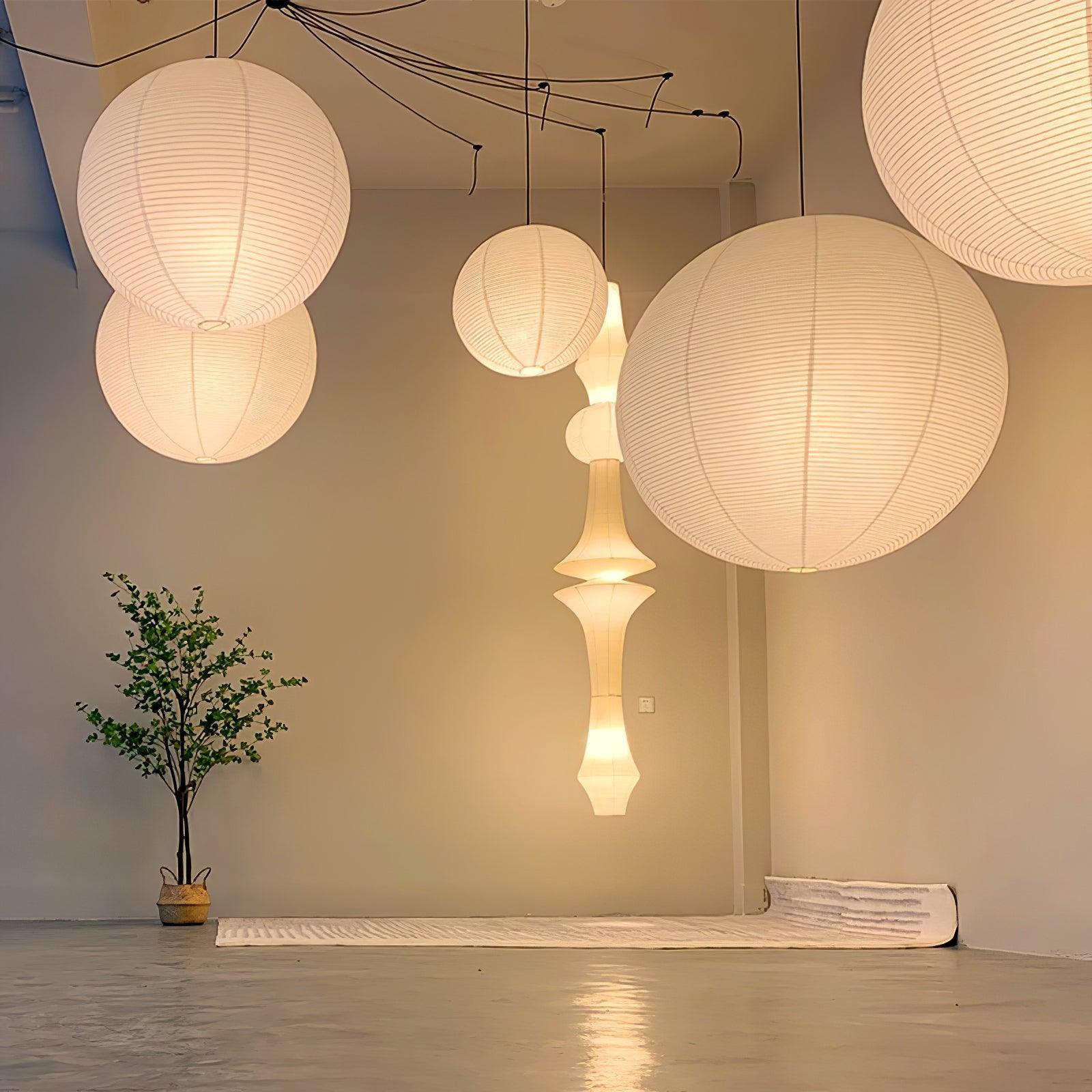 Pendant Lamp Mulberry Paper 15.7 in Adjustable Indoor Ceiling Lighting Modern Dining Room Kitchen Island Hanging Light | Thomler