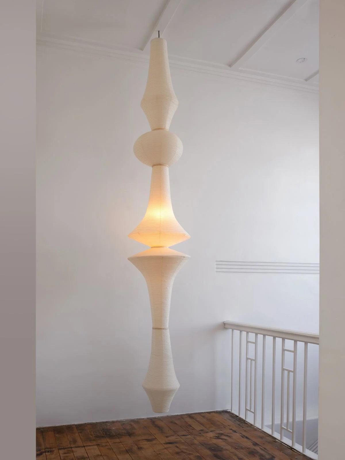 Washi Paper Pendant Light 12.2 in x 55.1 in White Indoor Ceiling Hanging Lamp Warm Ambient Lighting Decorative E26 E27 | Thomler