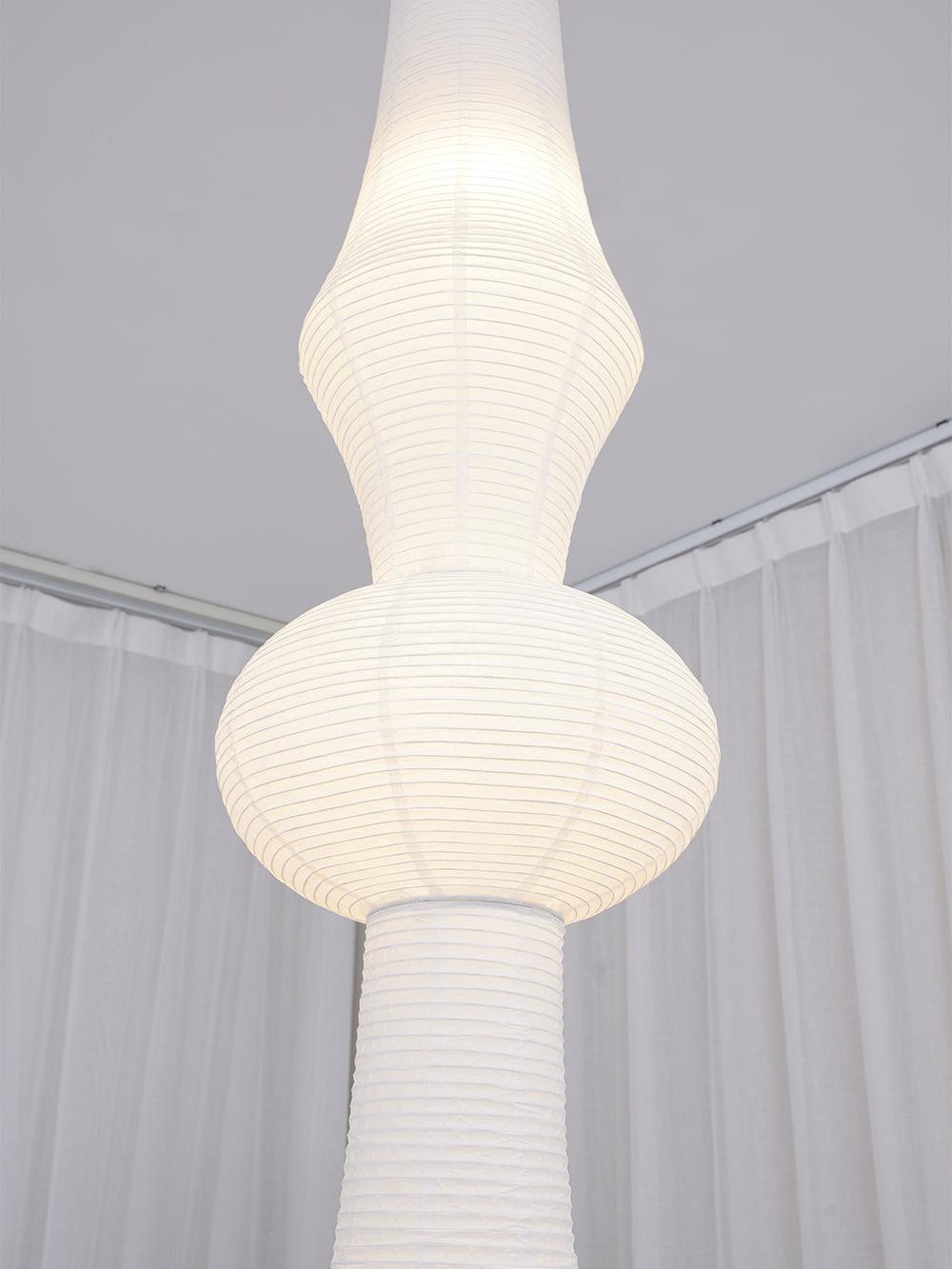 Washi Paper Pendant Light 12.2 in x 55.1 in White Indoor Ceiling Hanging Lamp Warm Ambient Lighting Decorative E26 E27 | Thomler