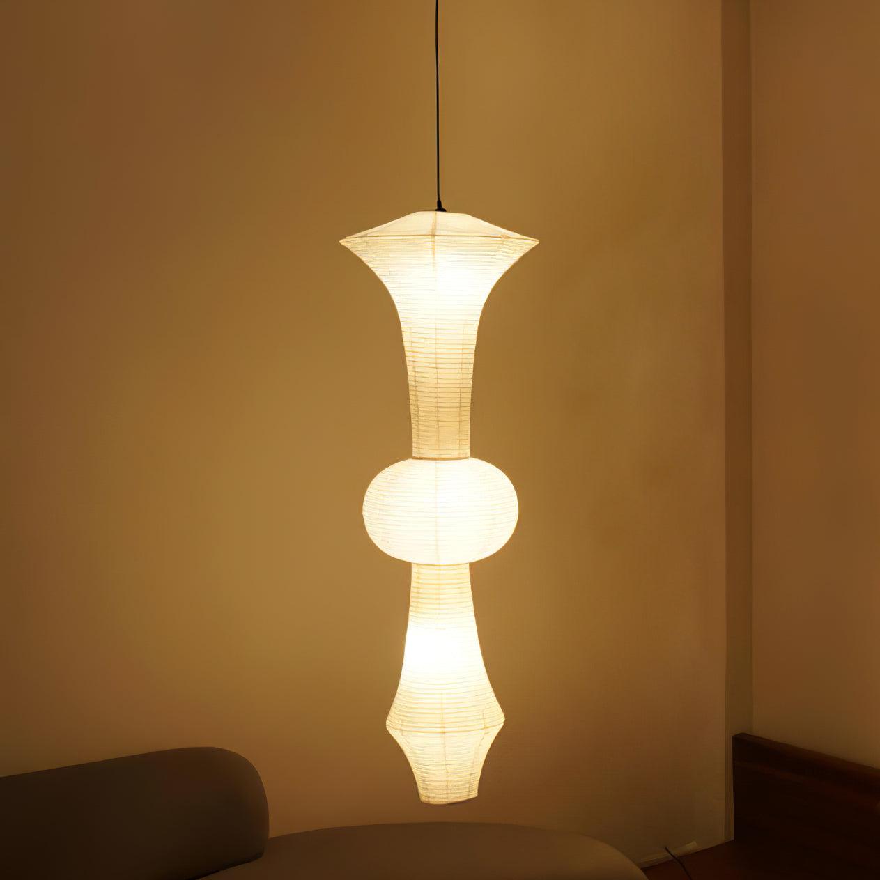 Washi Paper Pendant Light 12.2 in x 55.1 in White Indoor Ceiling Hanging Lamp Warm Ambient Lighting Decorative E26 E27 | Thomler