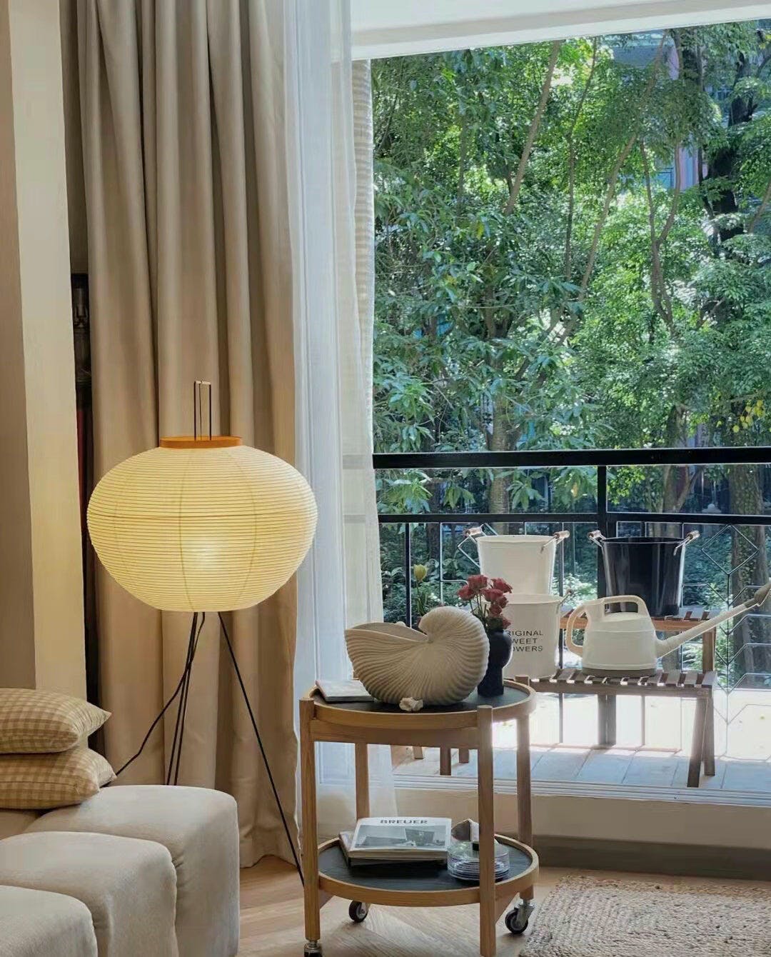 Akari Floor Lamp 47 in Mulberry Paper White Indoor Ambient Lighting Decorative Sculpture | Thomler