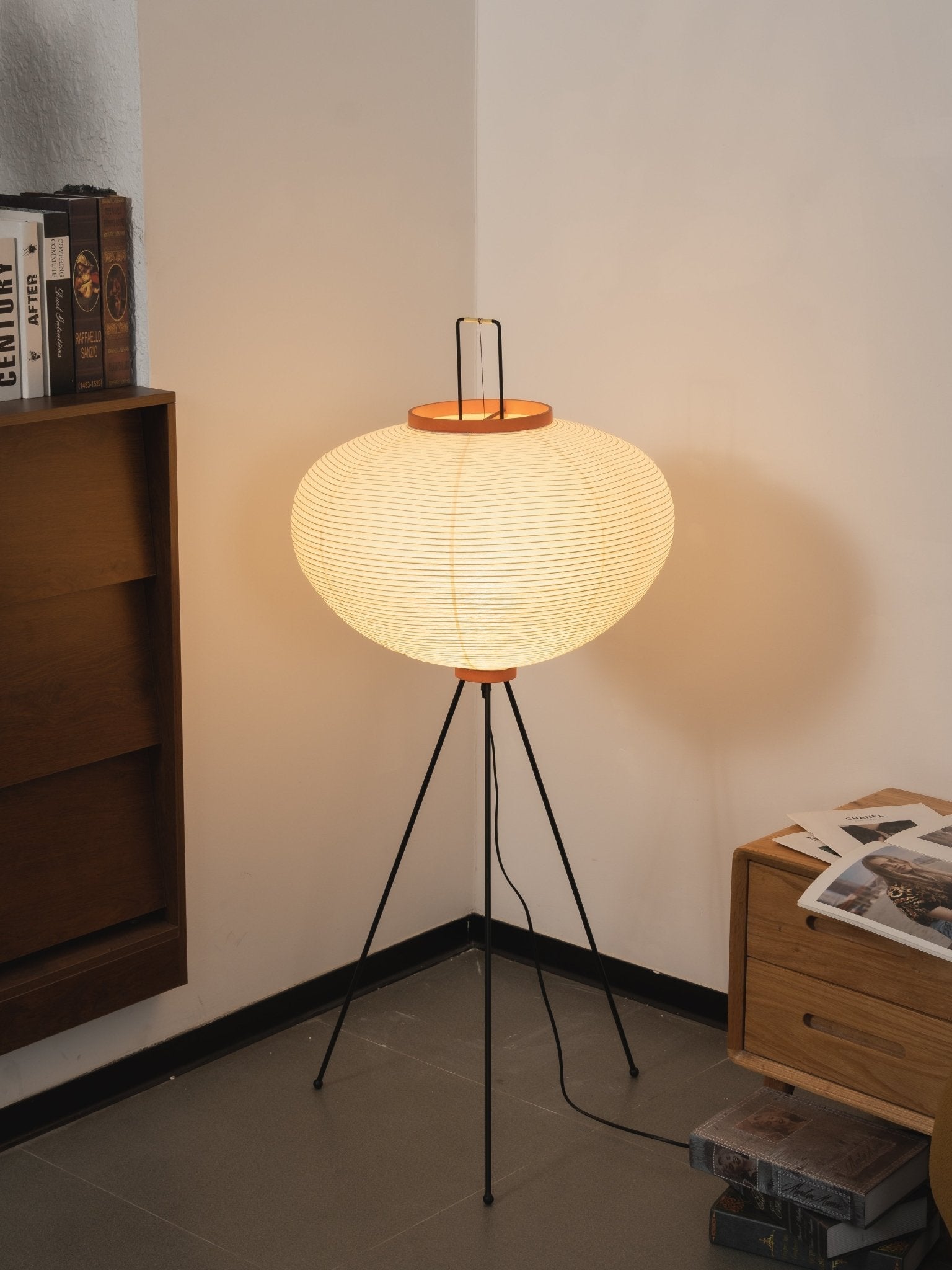 Akari Floor Lamp 47 in Mulberry Paper White Indoor Ambient Lighting Decorative Sculpture | Thomler