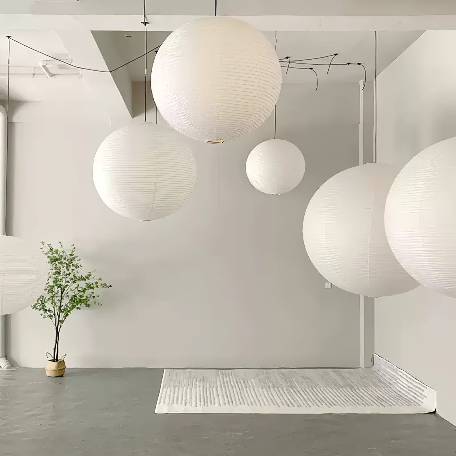 Pendant Lamp Mulberry Paper 15.7 in Adjustable Indoor Ceiling Lighting Modern Dining Room Kitchen Island Hanging Light | Thomler