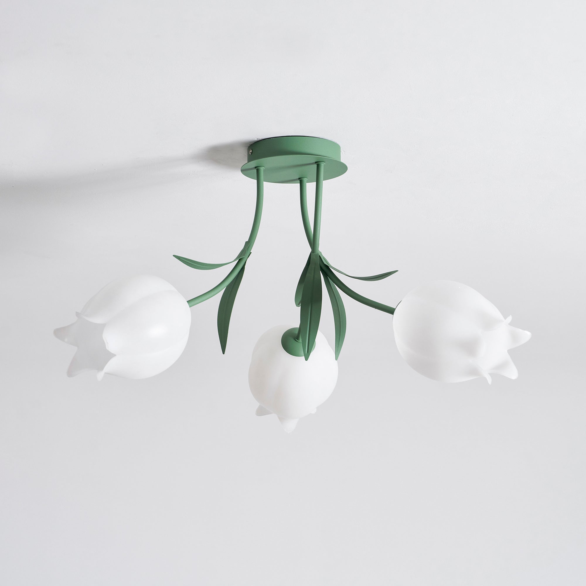 Ceiling Light Metal Acrylic 21.7 in Floral White Green Living Room Bedroom Bathroom Fixture Decorative | Thomler