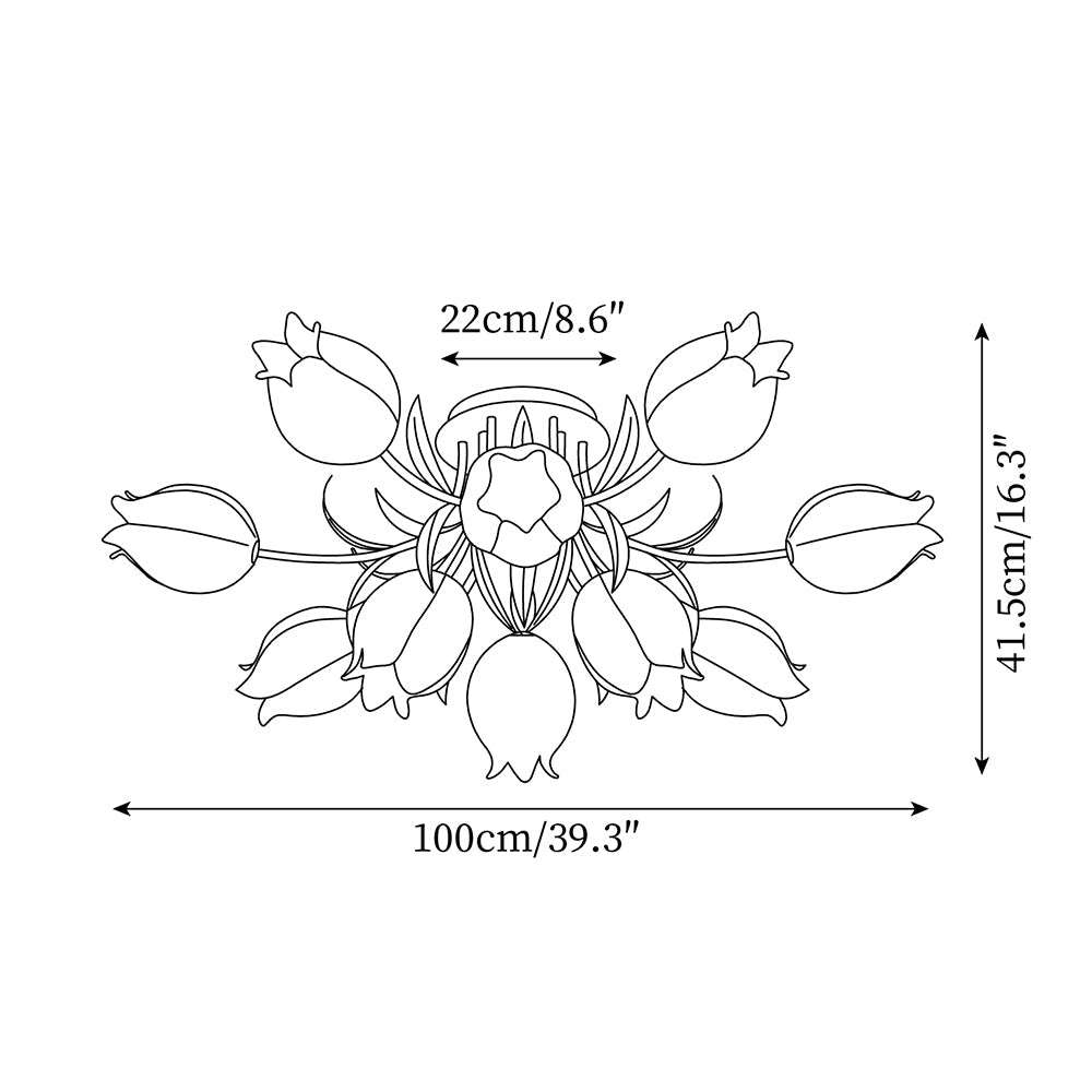 Ceiling Light Metal Acrylic 21.7 in Floral White Green Living Room Bedroom Bathroom Fixture Decorative | Thomler