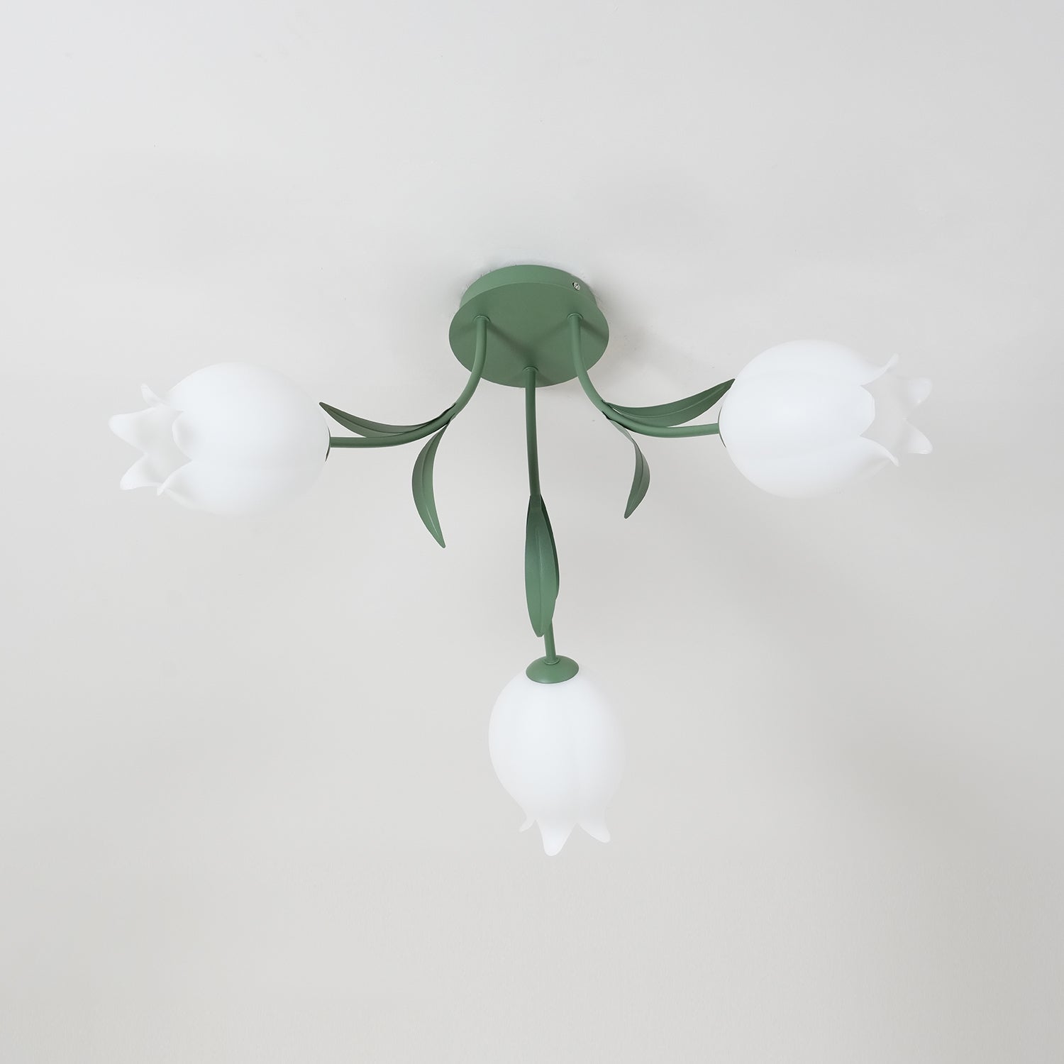 Ceiling Light Metal Acrylic 21.7 in Floral White Green Living Room Bedroom Bathroom Fixture Decorative | Thomler