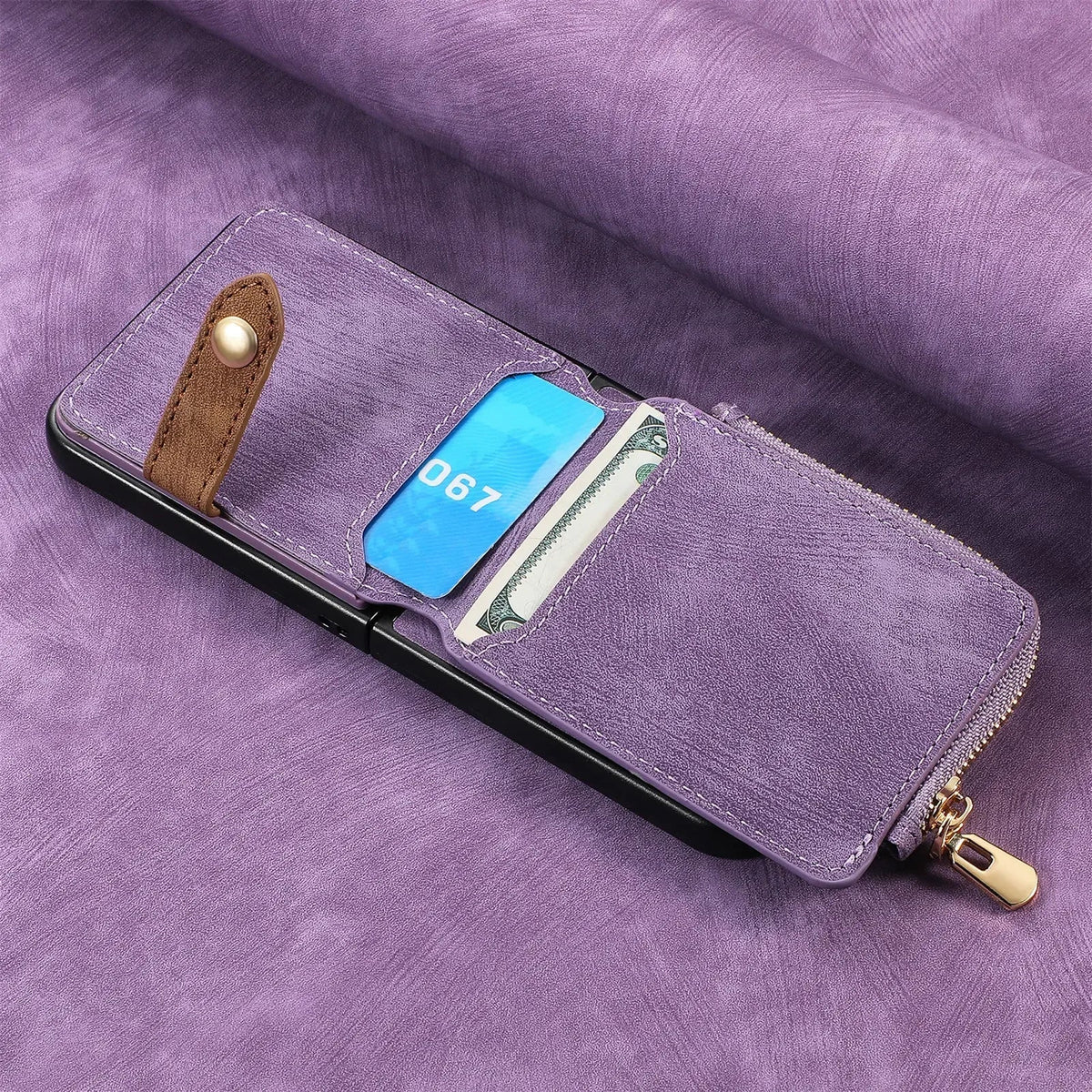 Foldable Phone Wallet Case with Zipper Pouch & Card Slots for Motorola Razr 2023-2026 Models – Protective PU Leather Cover with Magnetic | Thomler