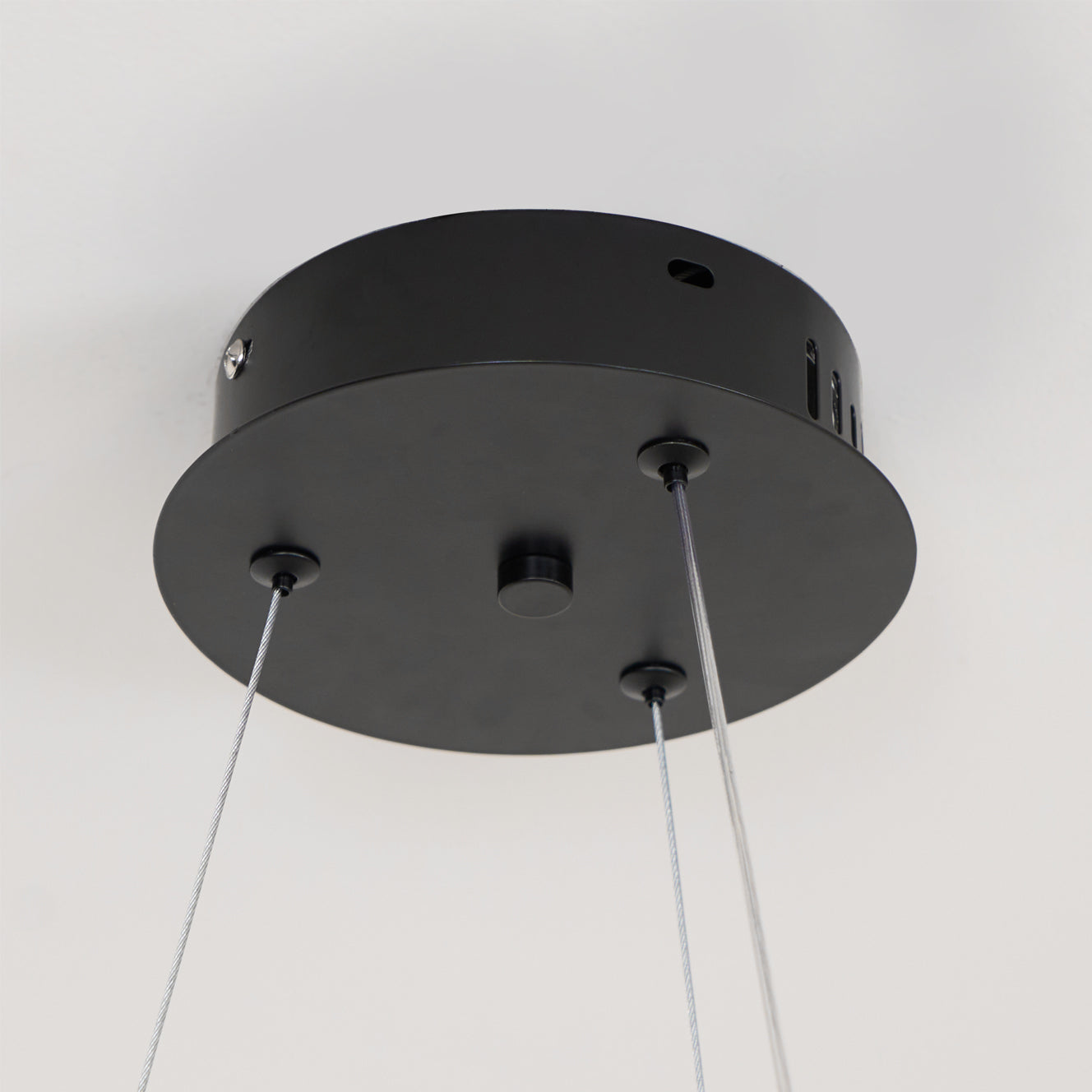 Chandelier LED Double Ring 23.6 in Ceiling Light Walnut Black Modern Living Room Dining Hanging Fixture | Thomler