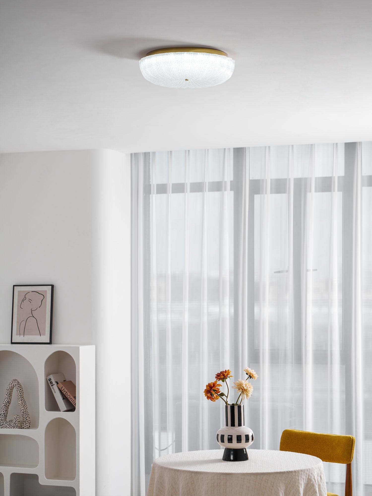 Frosted Glass Ceiling Light 15.7 in Warm Neutral Cool Indoor Lighting Modern Fixture | Thomler