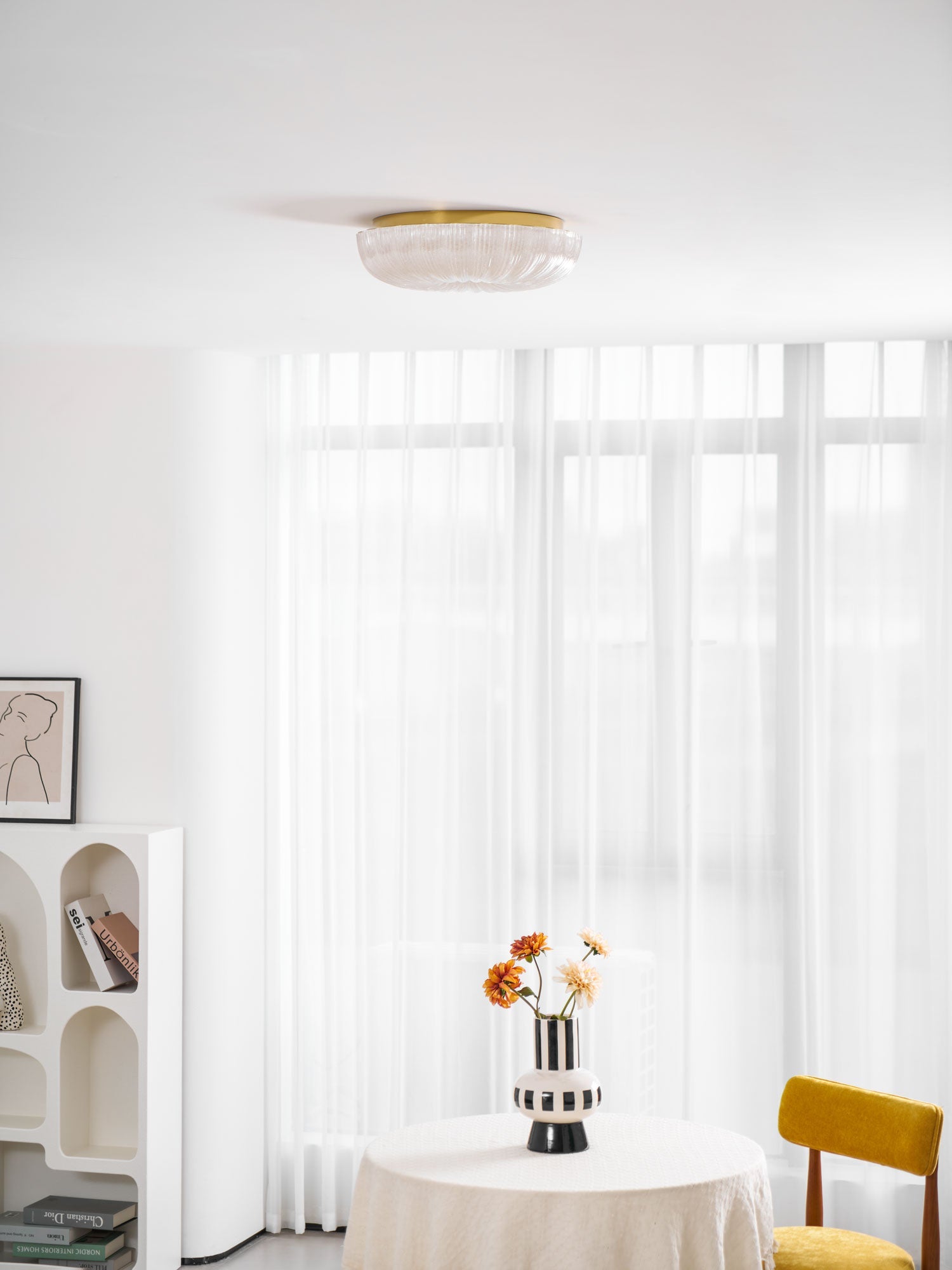 Frosted Glass Ceiling Light 15.7 in Warm Neutral Cool Indoor Lighting Modern Fixture | Thomler