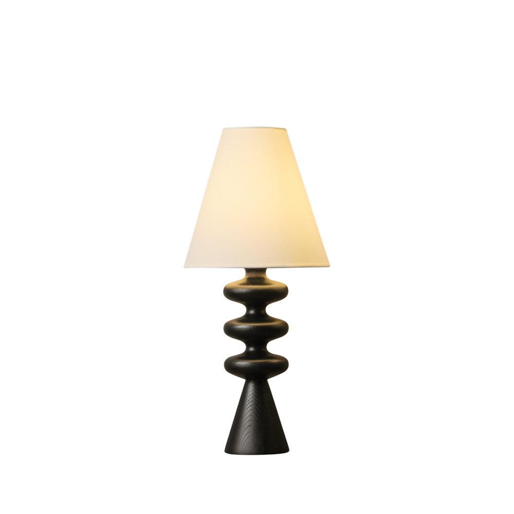 Sculptural Wood Table Lamp with Fabric Shade 20 Inches Tall for Bedside Reading Light Living Room Desk Accent Nightstand Lighting Modern Hom | Thomler