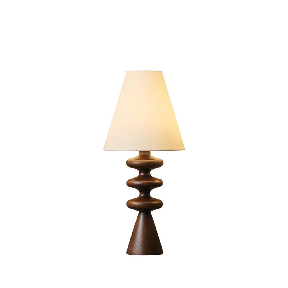 Sculptural Wood Table Lamp with Fabric Shade 20 Inches Tall for Bedside Reading Light Living Room Desk Accent Nightstand Lighting Modern Hom | Thomler