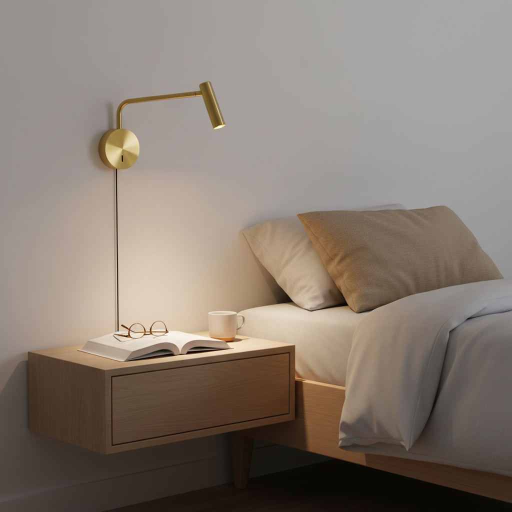 Wall Lamp Metal 9.4 in LED Adjustable Reading Bedroom Bedside Pivoting Arm Modern Lighting Fixture | Thomler