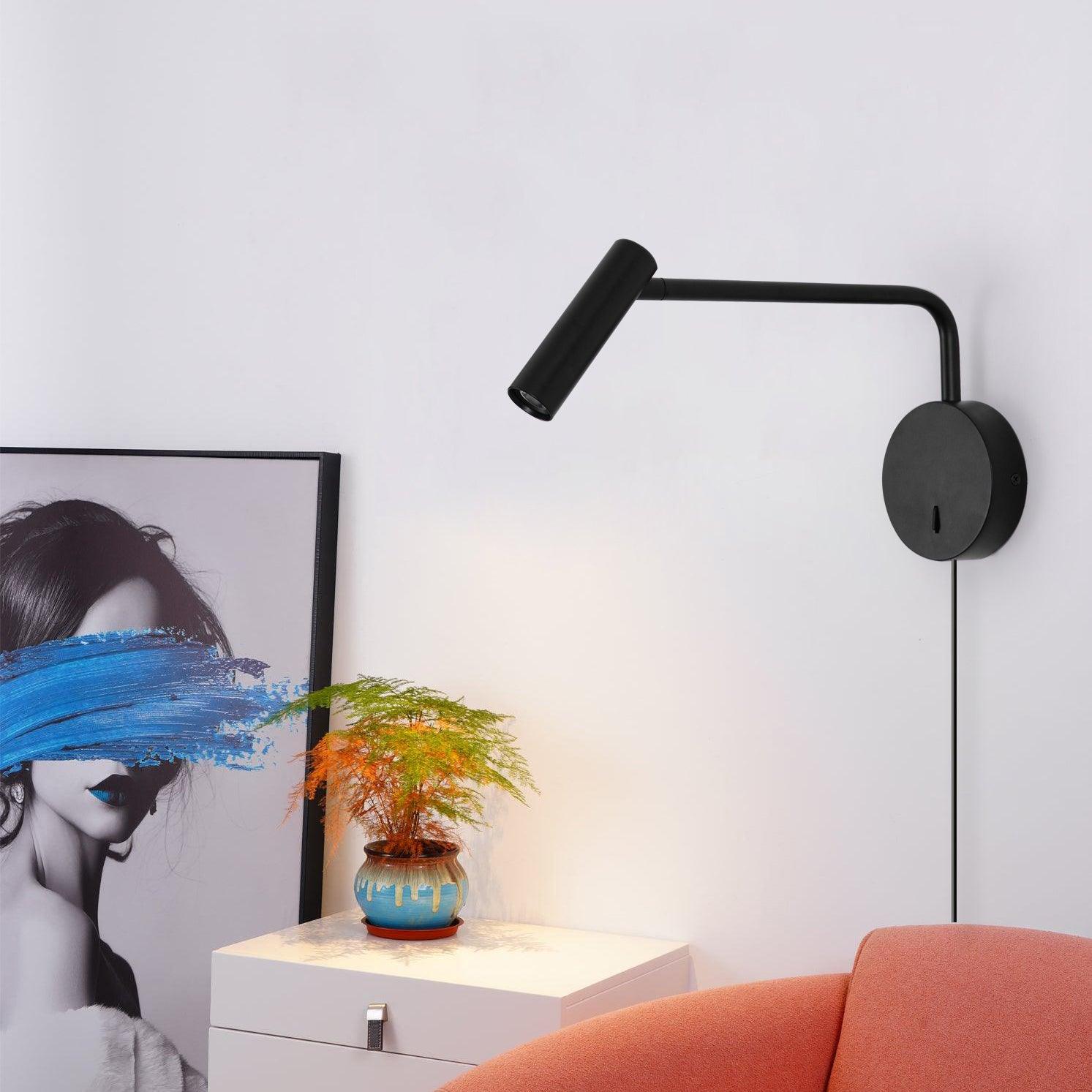 Wall Lamp Metal 9.4 in LED Adjustable Reading Bedroom Bedside Pivoting Arm Modern Lighting Fixture | Thomler