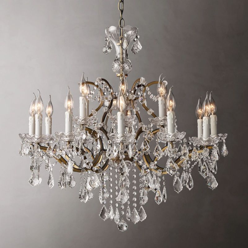 18-Light Crystal Chandelier Round Iron Frame 33 Inches Adjustable Chain Dining Room Entryway Grand Foyer Bedroom Statement Fixture | Thomler