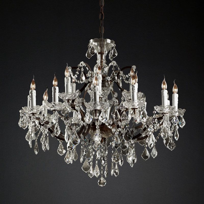 18-Light Crystal Chandelier Round Iron Frame 33 Inches Adjustable Chain Dining Room Entryway Grand Foyer Bedroom Statement Fixture | Thomler