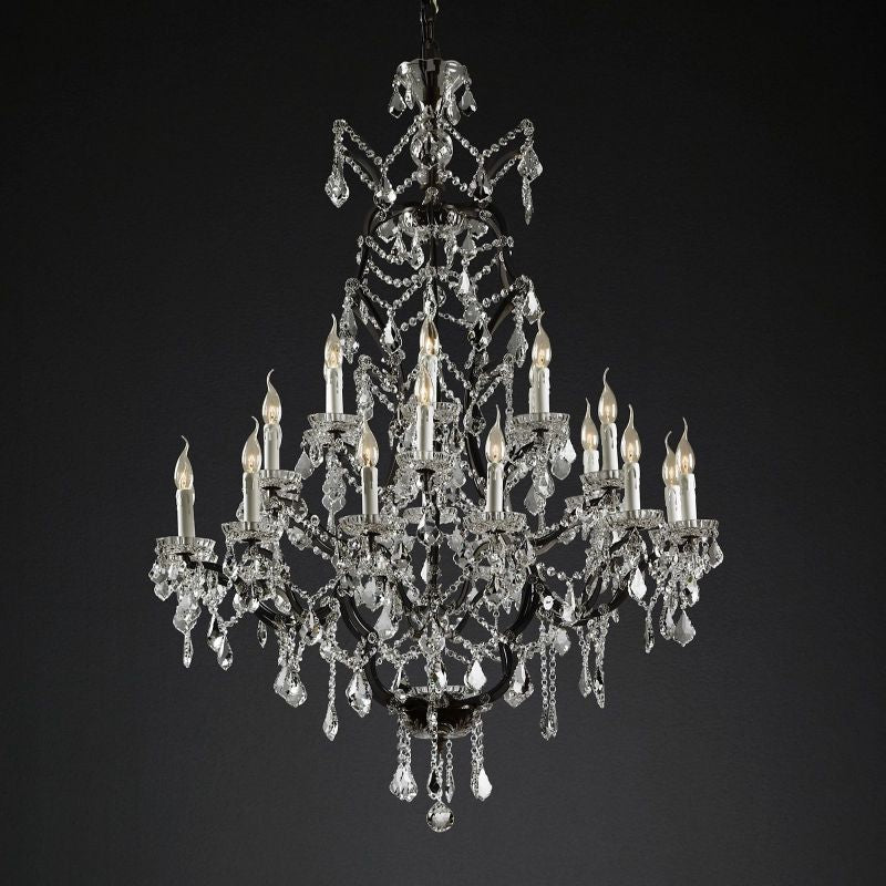 Large Grand Statement Chandelier Crystal Orb Fixture 40 Inch Round Elegant Dining Room Living Room Foyer Multi-Light 25 Bulb Iron Frame | Thomler