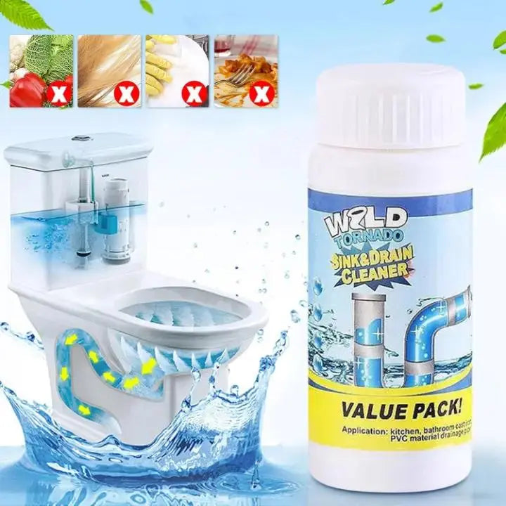 Drain Cleaner Powder 110.0 g (3.9 oz) Household Drain Maintenance Kitchen Bathroom Shower Toilet Blockage Remover PVC Pipe Care | Thomler