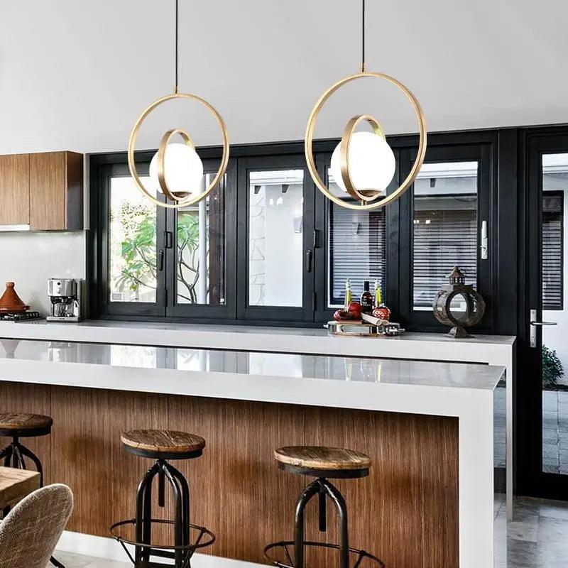 Adjustable Circular Pendant Light Gold Finish Multi-Ring Ceiling Fixture for Dining Room Kitchen Island Living Room Bedroom Modern Hanging L | Thomler