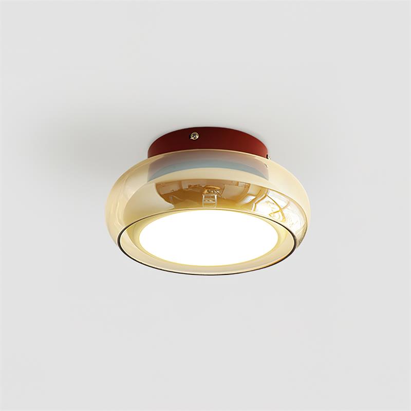 Glass Flush Mount Ceiling Light with Metal Frame – Ambient LED Fixture for Bedroom, Living Room & Kitchen – 3 Color Temperatures | Thomler
