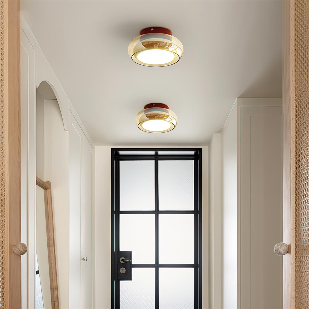 Glass Flush Mount Ceiling Light with Metal Frame – Ambient LED Fixture for Bedroom, Living Room & Kitchen – 3 Color Temperatures | Thomler