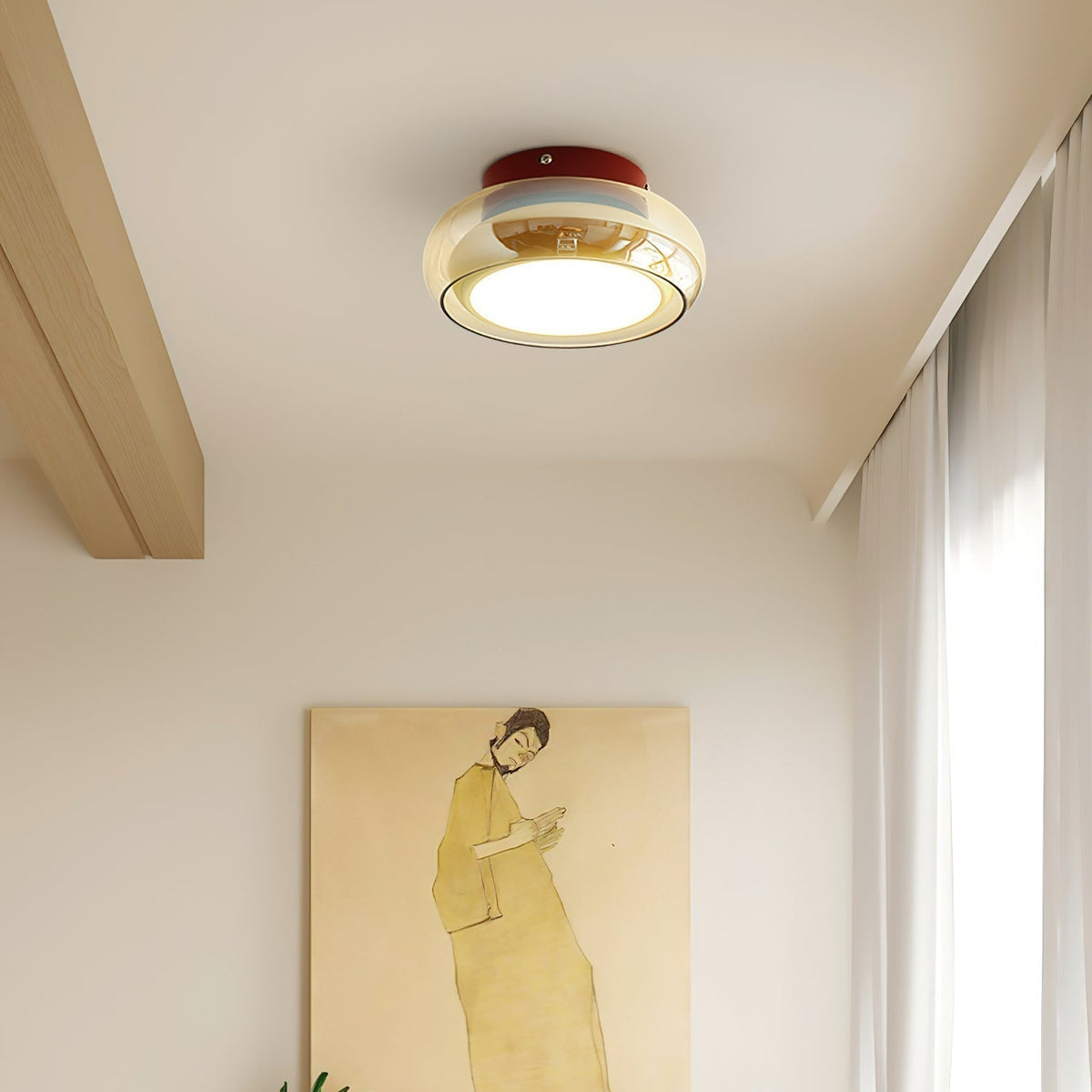 Glass Flush Mount Ceiling Light with Metal Frame – Ambient LED Fixture for Bedroom, Living Room & Kitchen – 3 Color Temperatures | Thomler