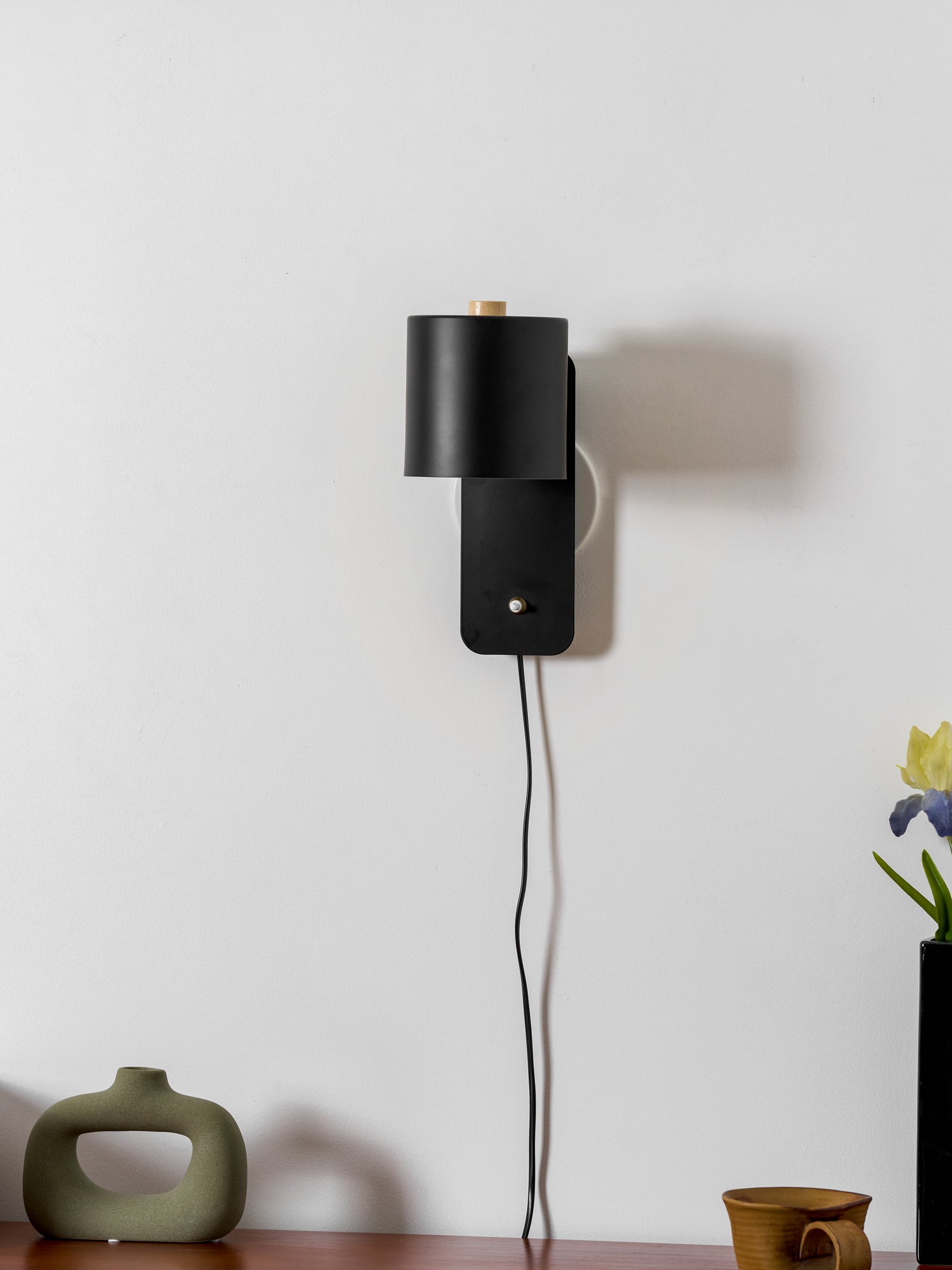 Rotatable Cylinder Plug-In Wall Lamp 11.8 in Metal Indoor Bedroom Living Room LED Edison Light White Grey Green Black | Thomler