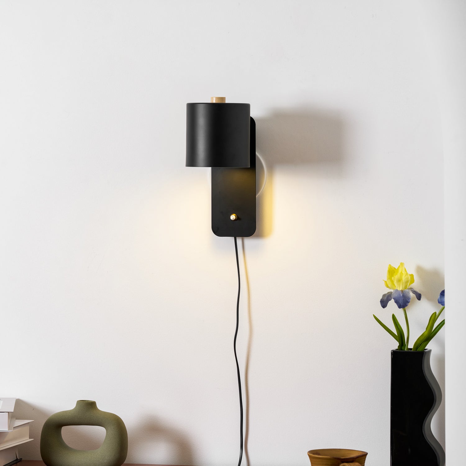 Rotatable Cylinder Plug-In Wall Lamp 11.8 in Metal Indoor Bedroom Living Room LED Edison Light White Grey Green Black | Thomler