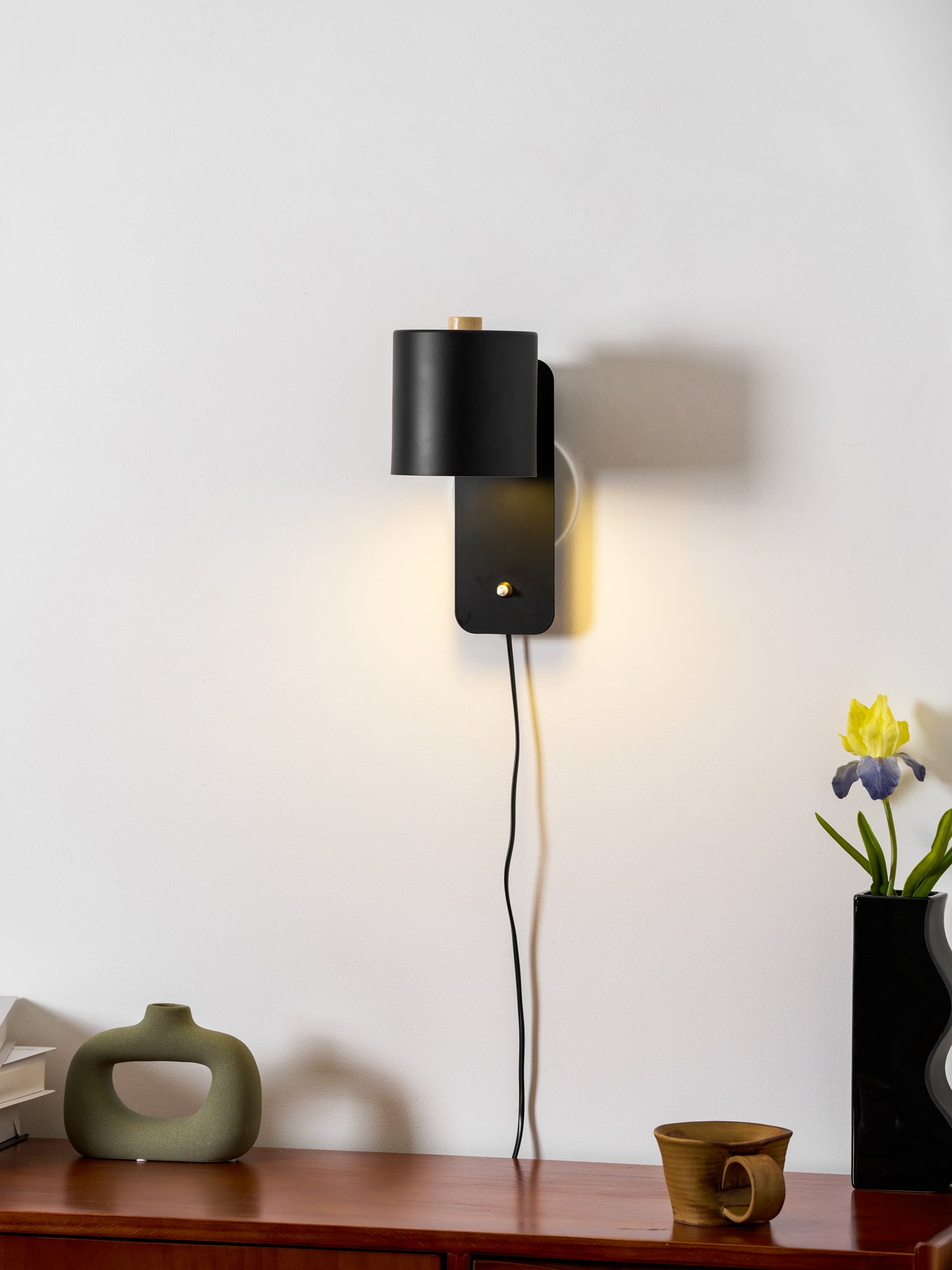 Rotatable Cylinder Plug-In Wall Lamp 11.8 in Metal Indoor Bedroom Living Room LED Edison Light White Grey Green Black | Thomler
