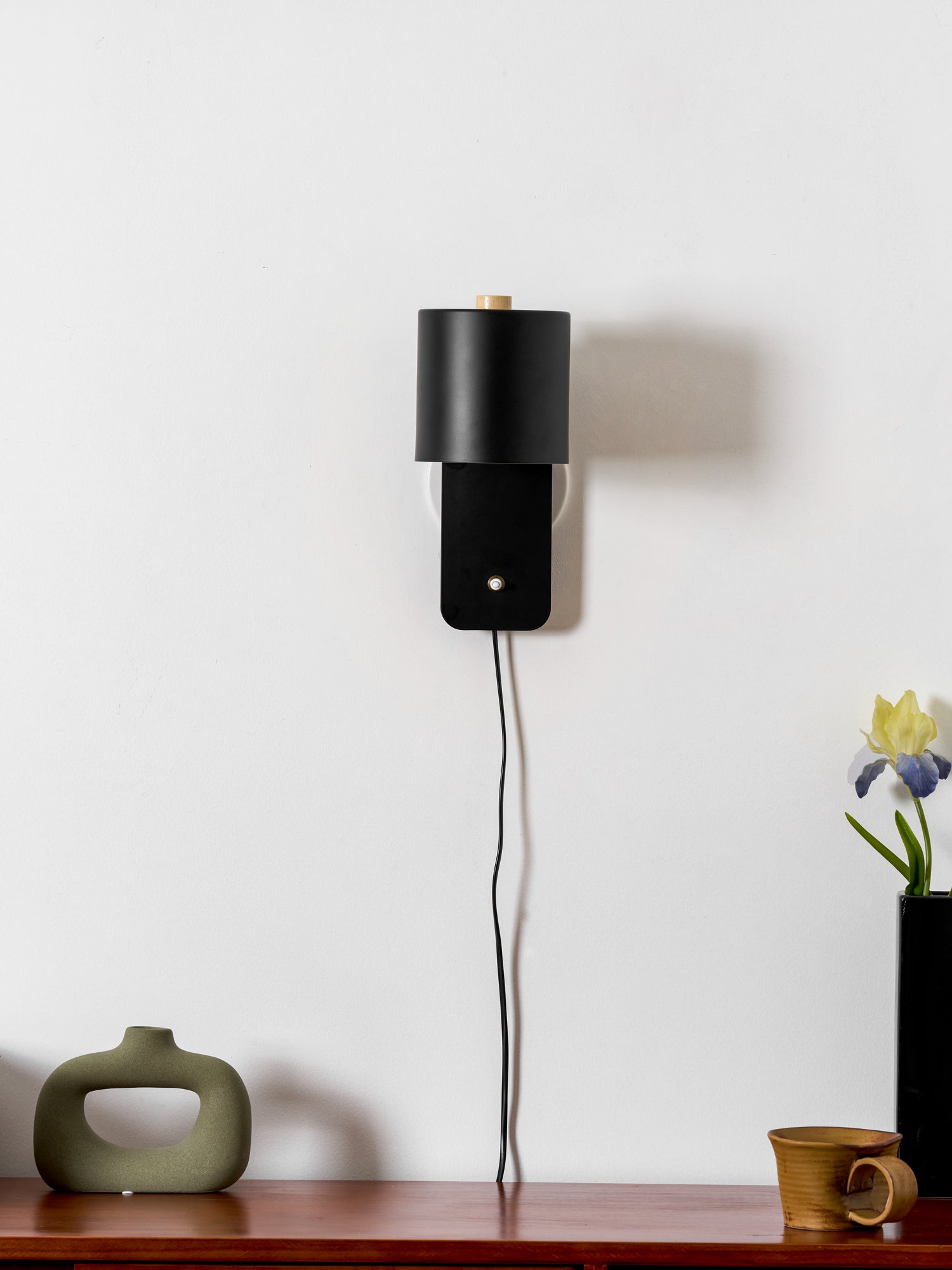 Rotatable Cylinder Plug-In Wall Lamp 11.8 in Metal Indoor Bedroom Living Room LED Edison Light White Grey Green Black | Thomler
