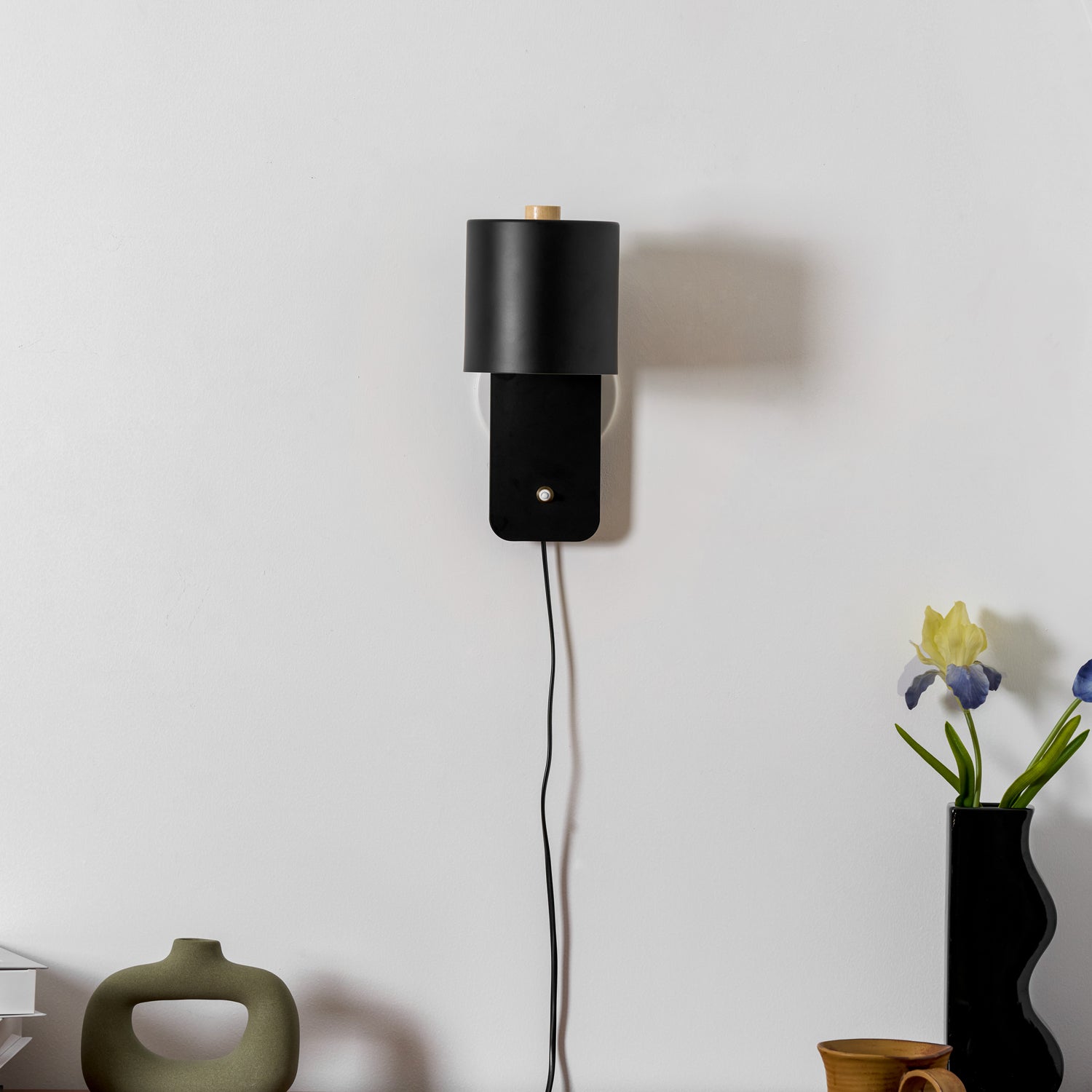 Rotatable Cylinder Plug-In Wall Lamp 11.8 in Metal Indoor Bedroom Living Room LED Edison Light White Grey Green Black | Thomler