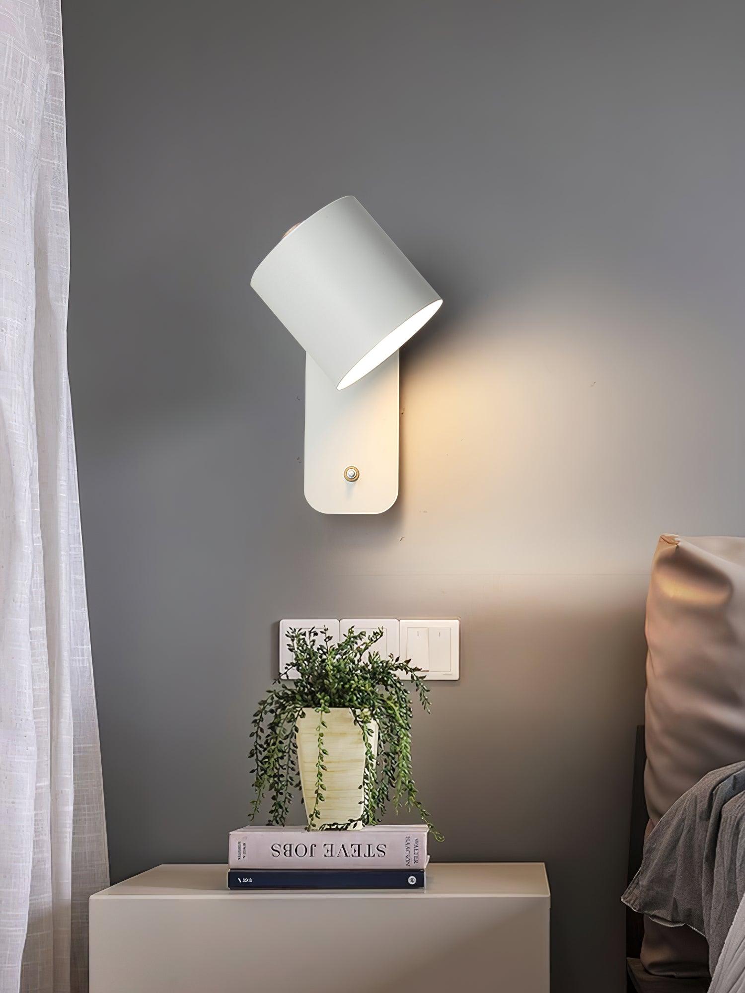 Rotatable Cylinder Wall Lamp Metal Wood 11.8 in Indoor Bedroom Living Room Lighting 350° Adjustable Minimalist Macaron Colors | Thomler