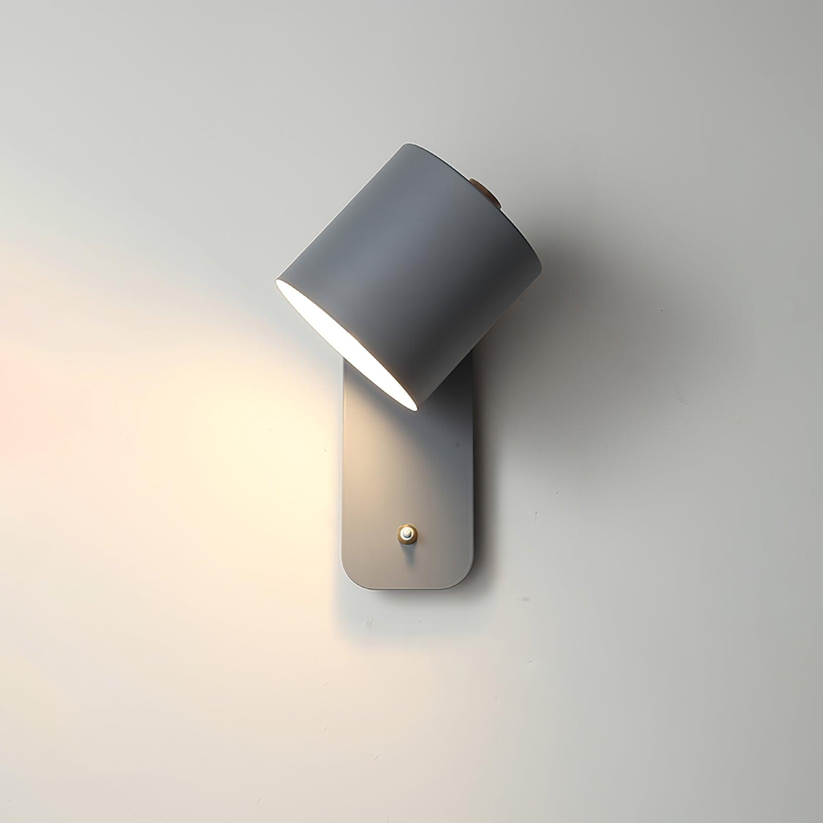 Rotatable Cylinder Wall Lamp Metal Wood 11.8 in Indoor Bedroom Living Room Lighting 350° Adjustable Minimalist Macaron Colors | Thomler