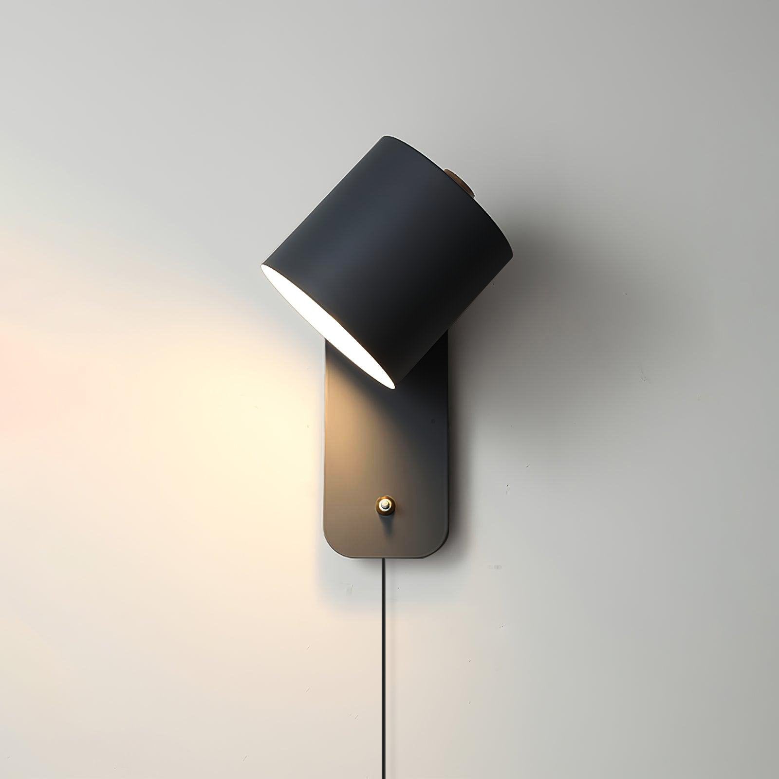 Rotatable Cylinder Plug-In Wall Lamp 11.8 in Metal Indoor Bedroom Living Room LED Edison Light White Grey Green Black | Thomler