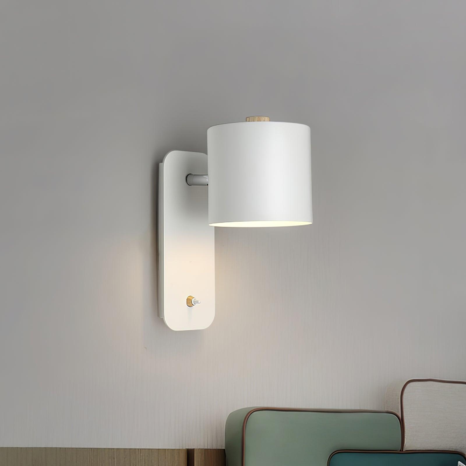 Rotatable Cylinder Wall Lamp Metal Wood 11.8 in Indoor Bedroom Living Room Lighting 350° Adjustable Minimalist Macaron Colors | Thomler