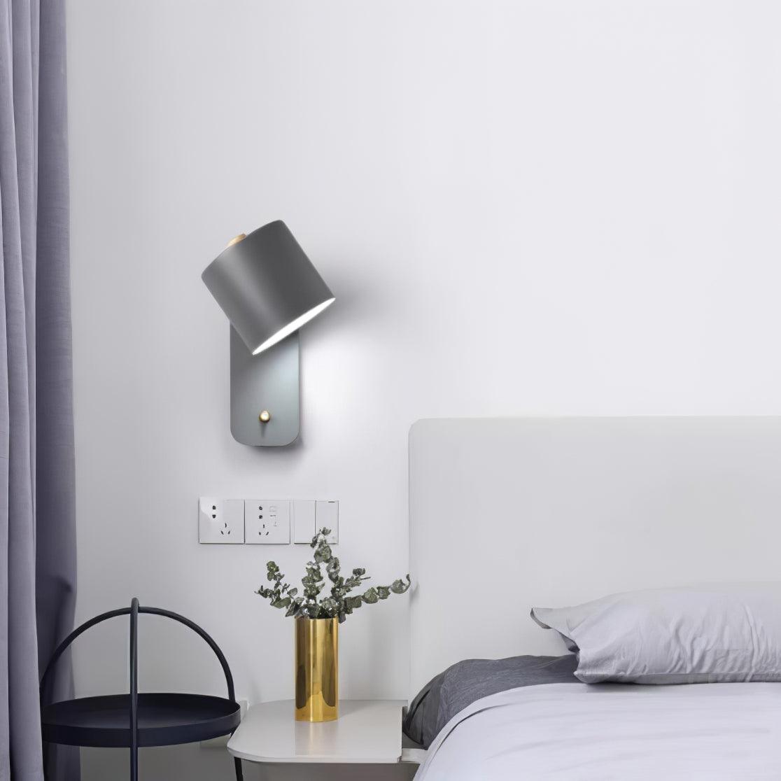 Rotatable Cylinder Wall Lamp Metal Wood 11.8 in Indoor Bedroom Living Room Lighting 350° Adjustable Minimalist Macaron Colors | Thomler