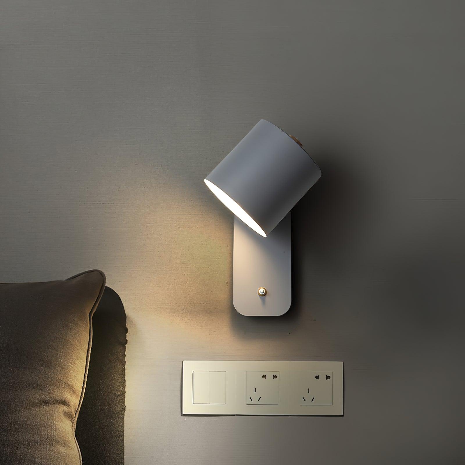 Rotatable Cylinder Wall Lamp Metal Wood 11.8 in Indoor Bedroom Living Room Lighting 350° Adjustable Minimalist Macaron Colors | Thomler