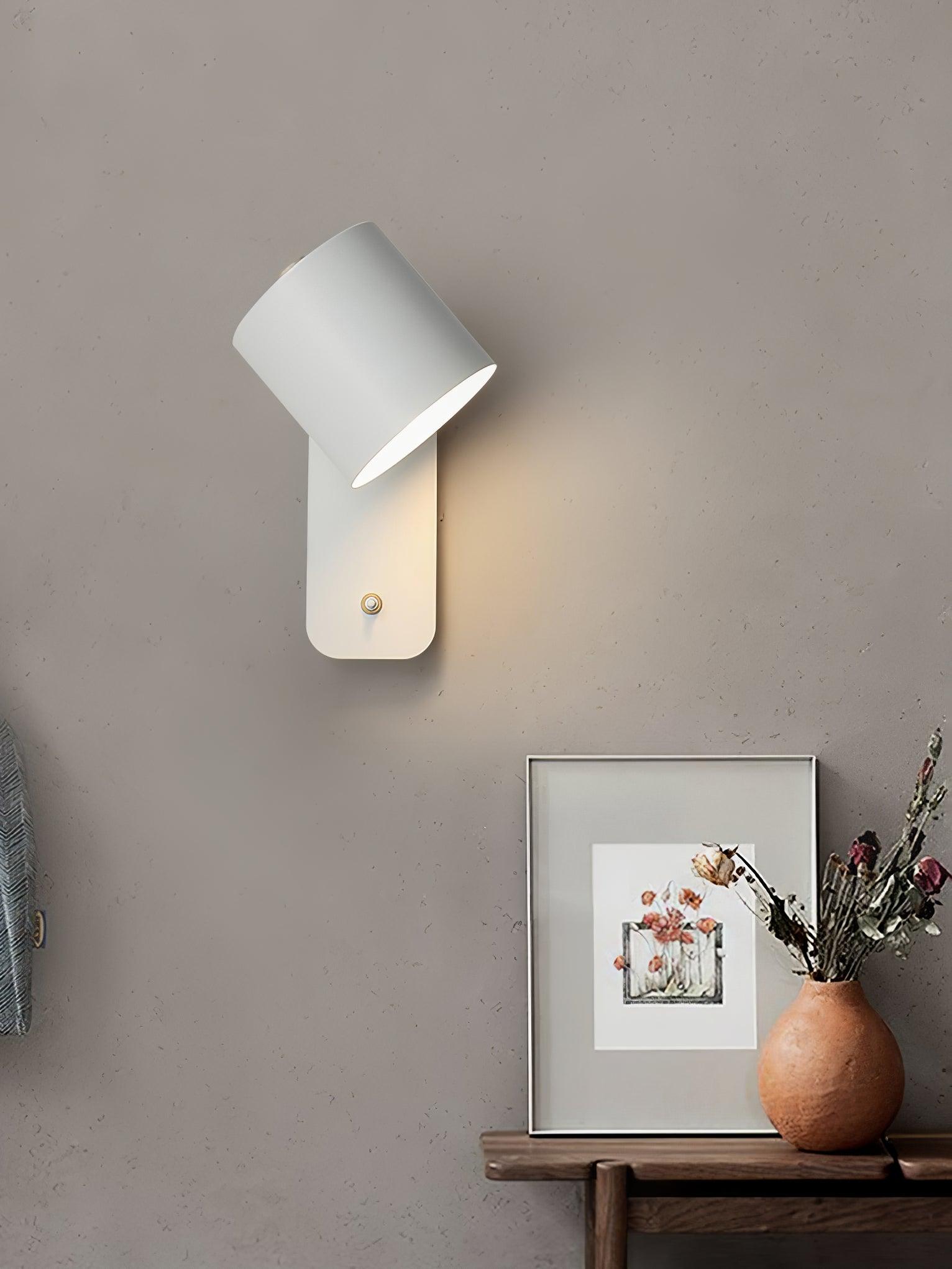 Rotatable Cylinder Wall Lamp Metal Wood 11.8 in Indoor Bedroom Living Room Lighting 350° Adjustable Minimalist Macaron Colors | Thomler
