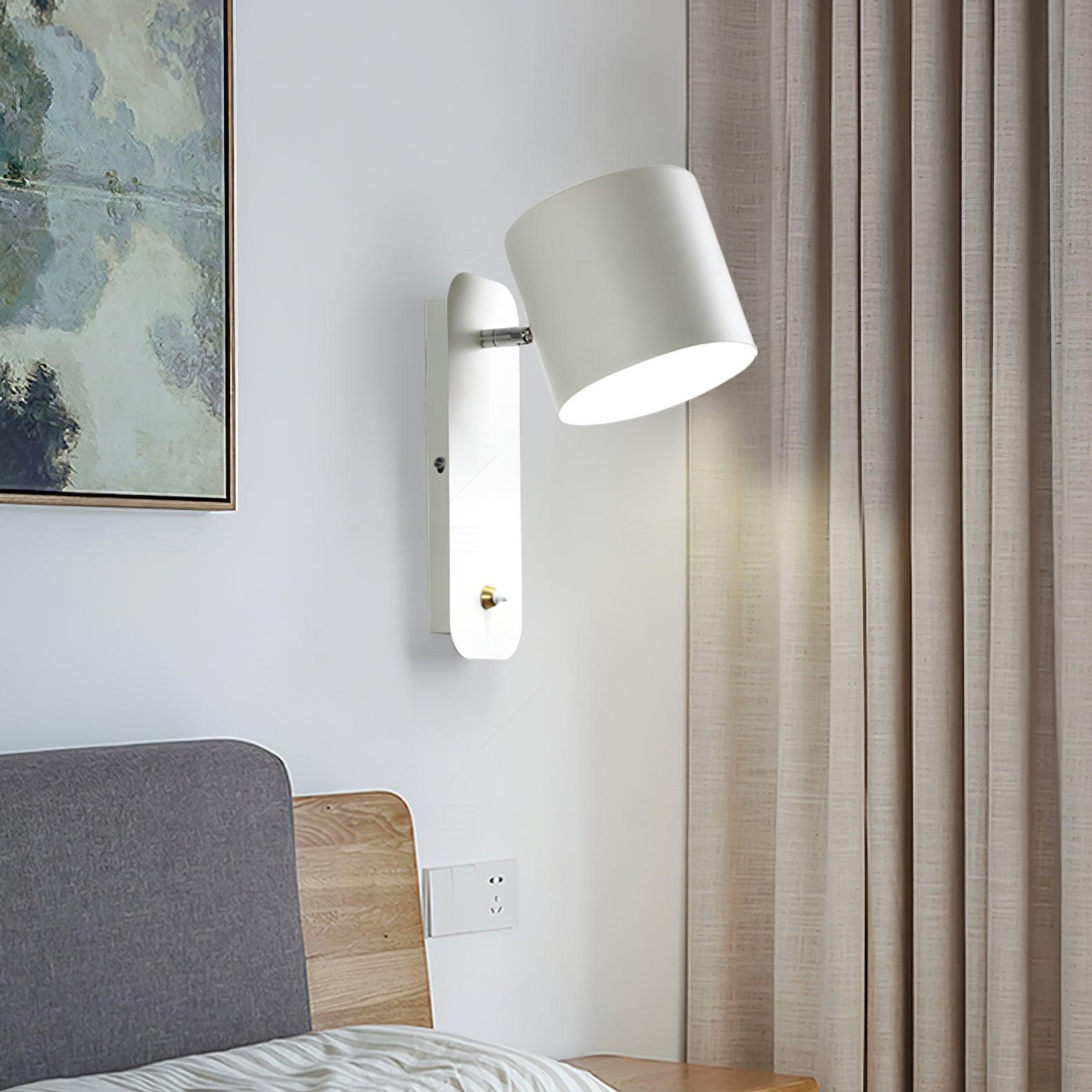 Rotatable Cylinder Wall Lamp Metal Wood 11.8 in Indoor Bedroom Living Room Lighting 350° Adjustable Minimalist Macaron Colors | Thomler