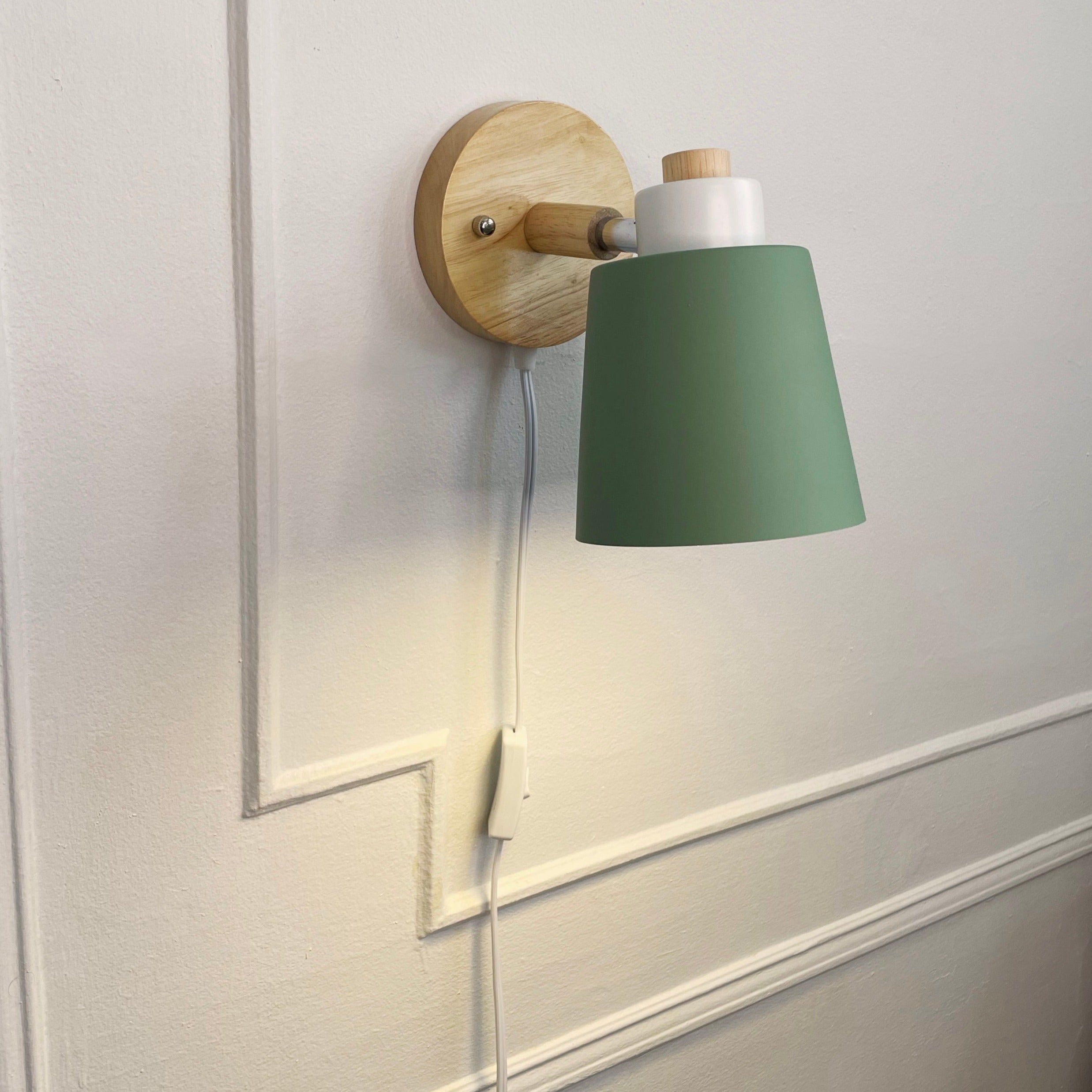 Wall Lamp Wood Metal 19.0 cm Yellow Reading Bedroom Scandinavian Swivel Bedside Plug In Accent Light | Thomler