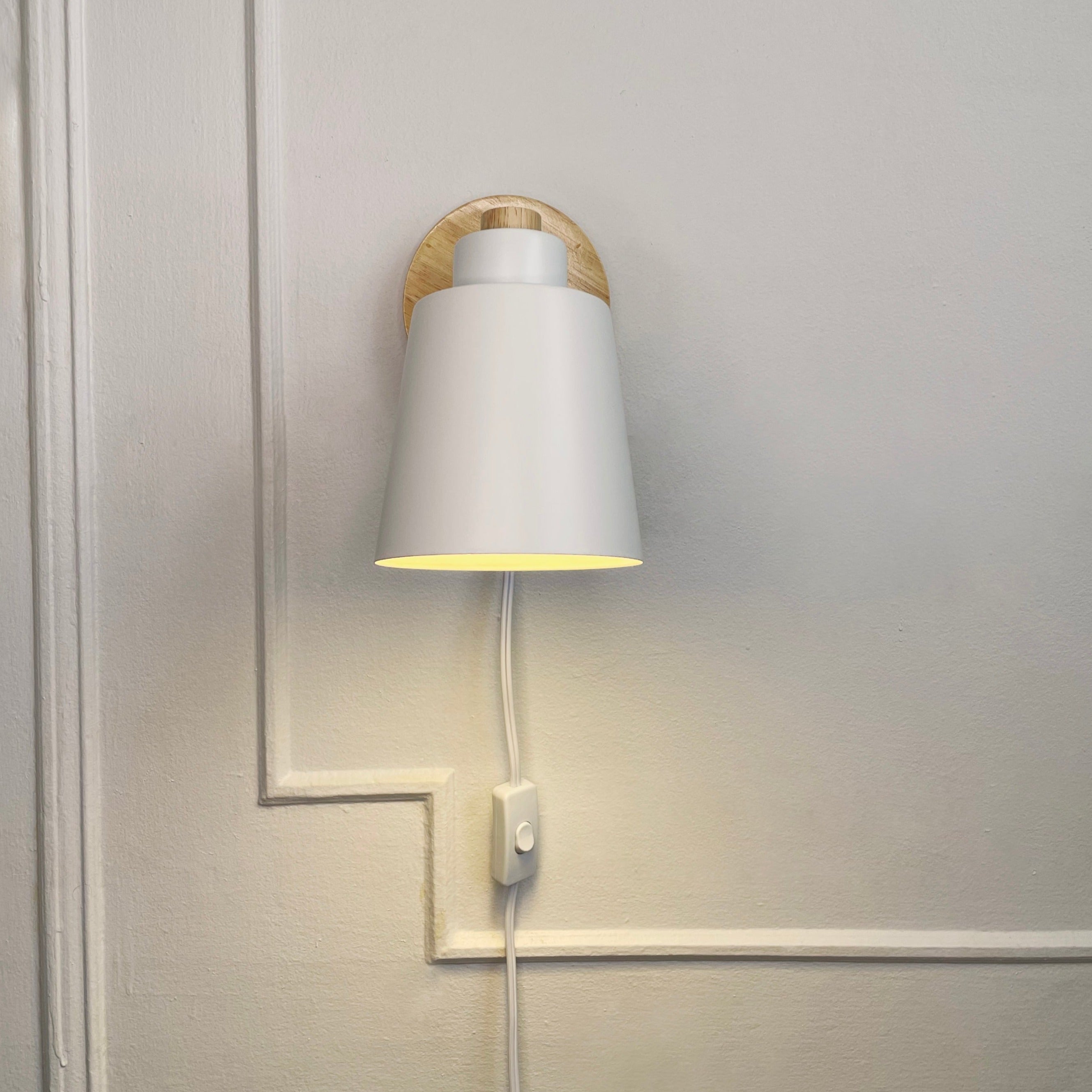 Wall Lamp Wood Metal 19.0 cm Yellow Reading Bedroom Scandinavian Swivel Bedside Plug In Accent Light | Thomler