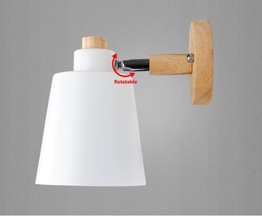 Wall Lamp Wood Metal 19.0 cm Yellow Reading Bedroom Scandinavian Swivel Bedside Plug In Accent Light | Thomler