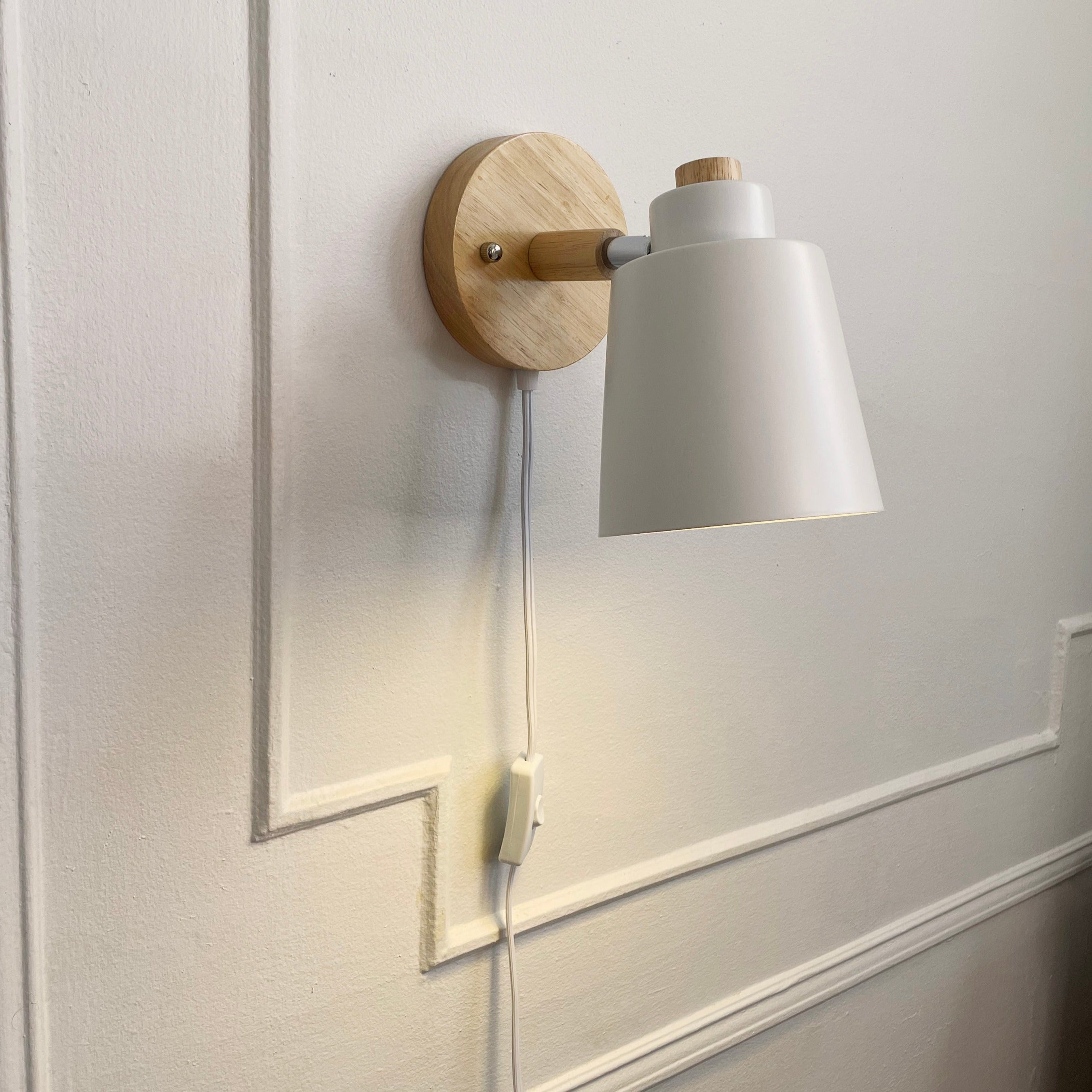 Wall Lamp Wood Metal 19.0 cm Yellow Reading Bedroom Scandinavian Swivel Bedside Plug In Accent Light | Thomler