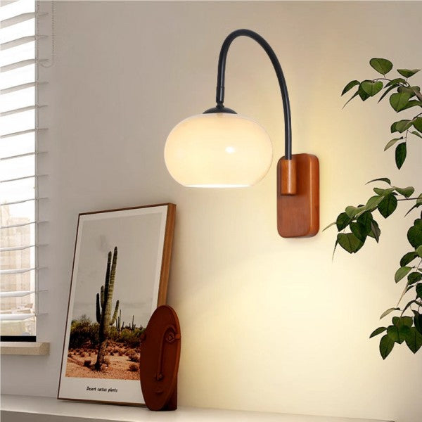 Swivel Glass Sphere Sconce – E27 Wall Mount Accent Fixture with 10W LED Bulb for Bedroom Hallway Living Room Adjustable Directional Lighting | Thomler