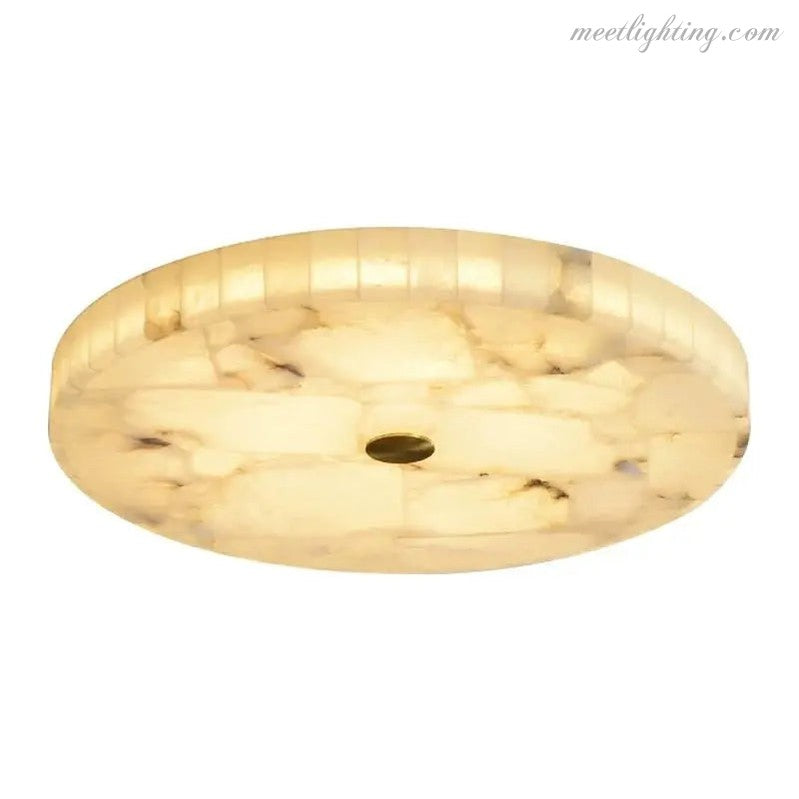 Alabaster Flush Mount Ceiling Light – Natural Stone Fixture for Living Room, Bedroom & Hallway – Round LED Fixture in Brass, Black or Chrome | Thomler