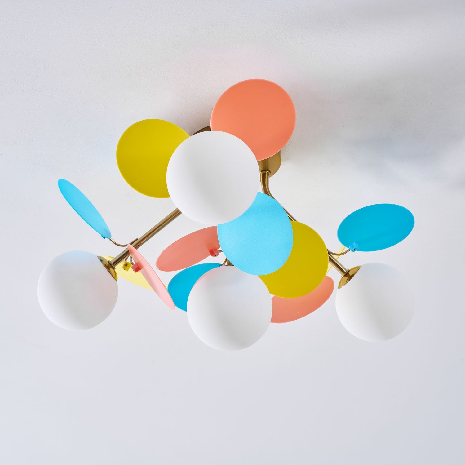 Round Macaron Ceiling Lamp 10 in Metal Acrylic Colorful Flush Mount Lighting Fixture For Bedroom Office Decor Modern Pastel Lighting | Thomler