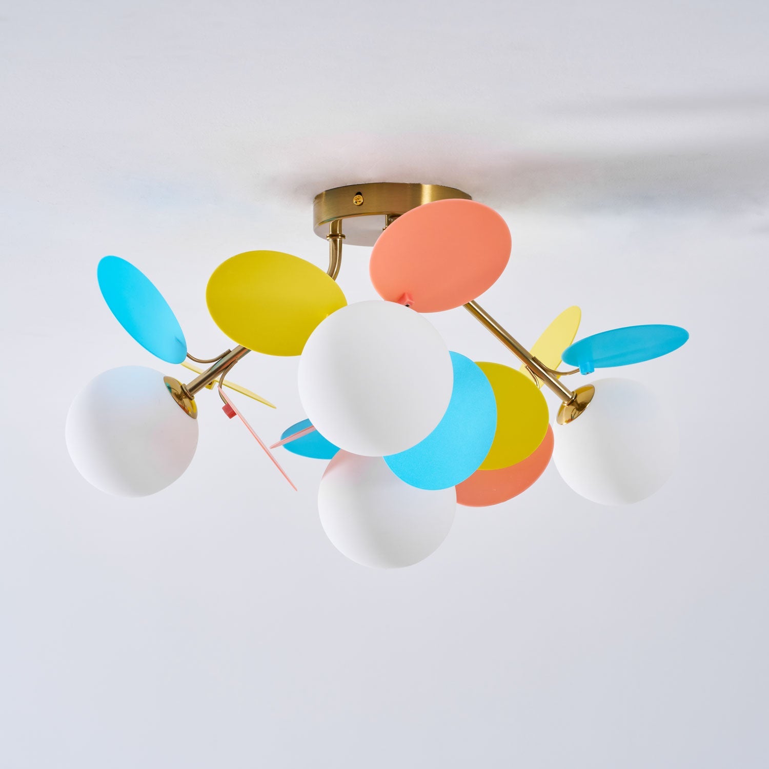 Round Macaron Ceiling Lamp 10 in Metal Acrylic Colorful Flush Mount Lighting Fixture For Bedroom Office Decor Modern Pastel Lighting | Thomler