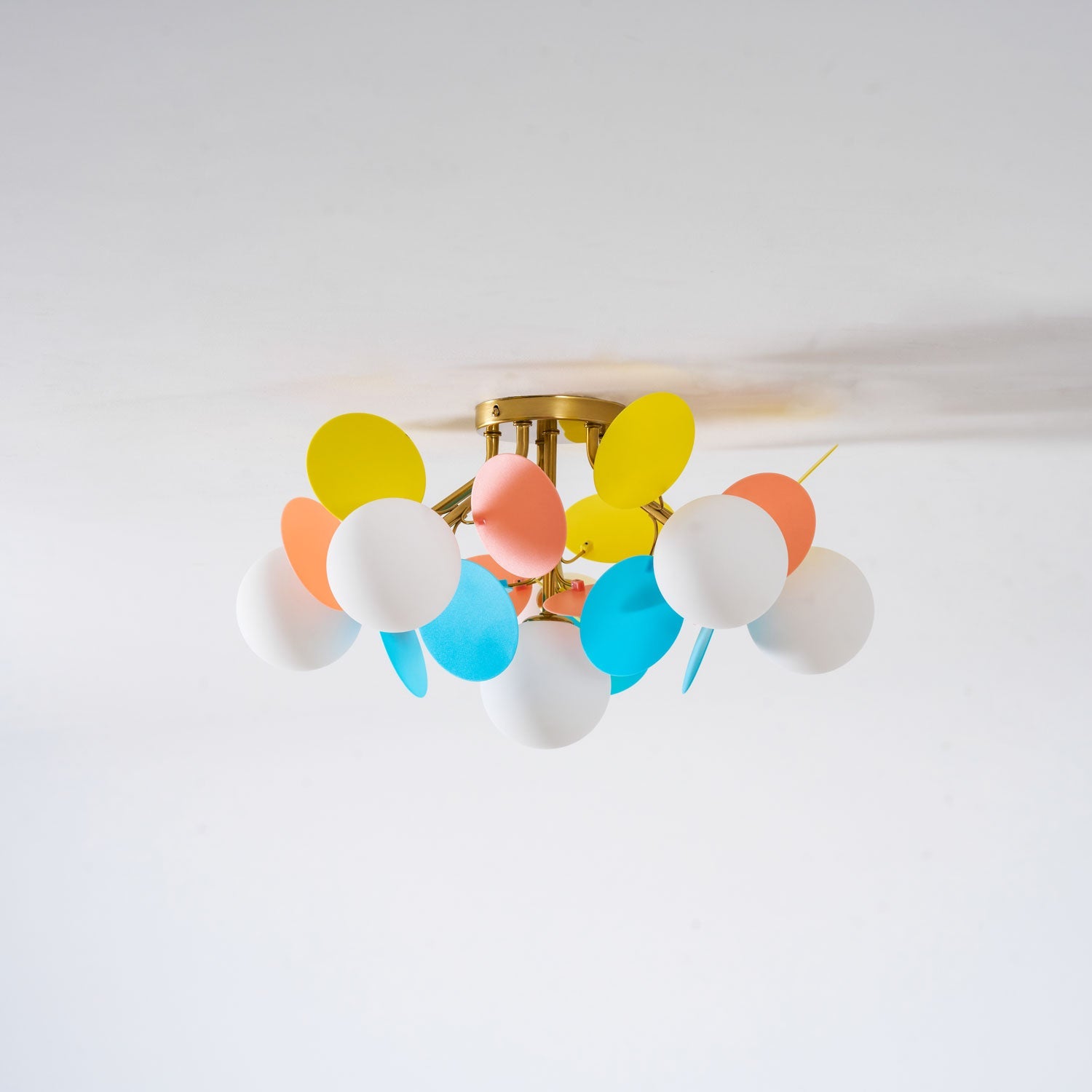 Round Macaron Ceiling Lamp 10 in Metal Acrylic Colorful Flush Mount Lighting Fixture For Bedroom Office Decor Modern Pastel Lighting | Thomler